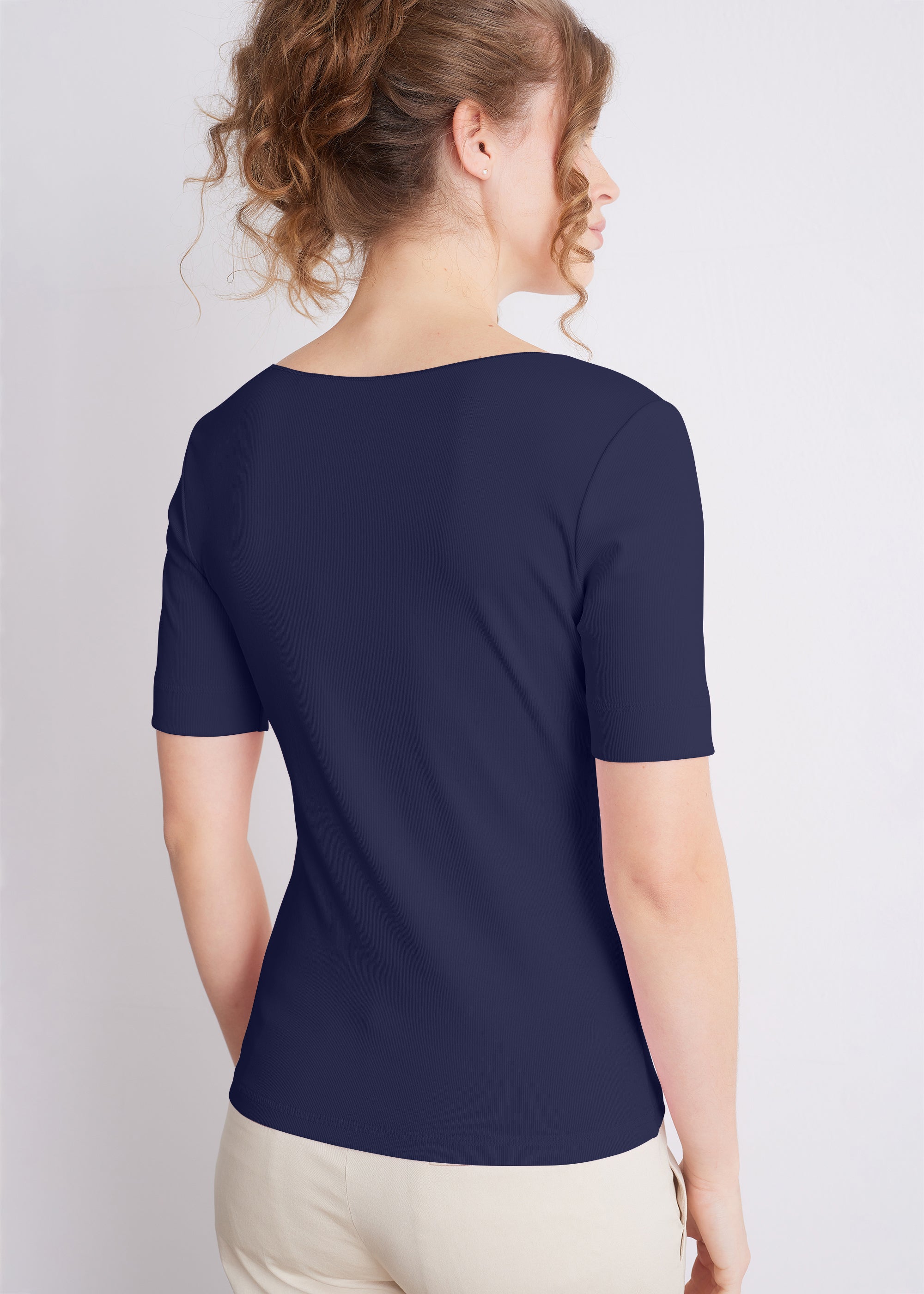 Ripp-T-Shirt aus Viskose-Baumwoll-Mix