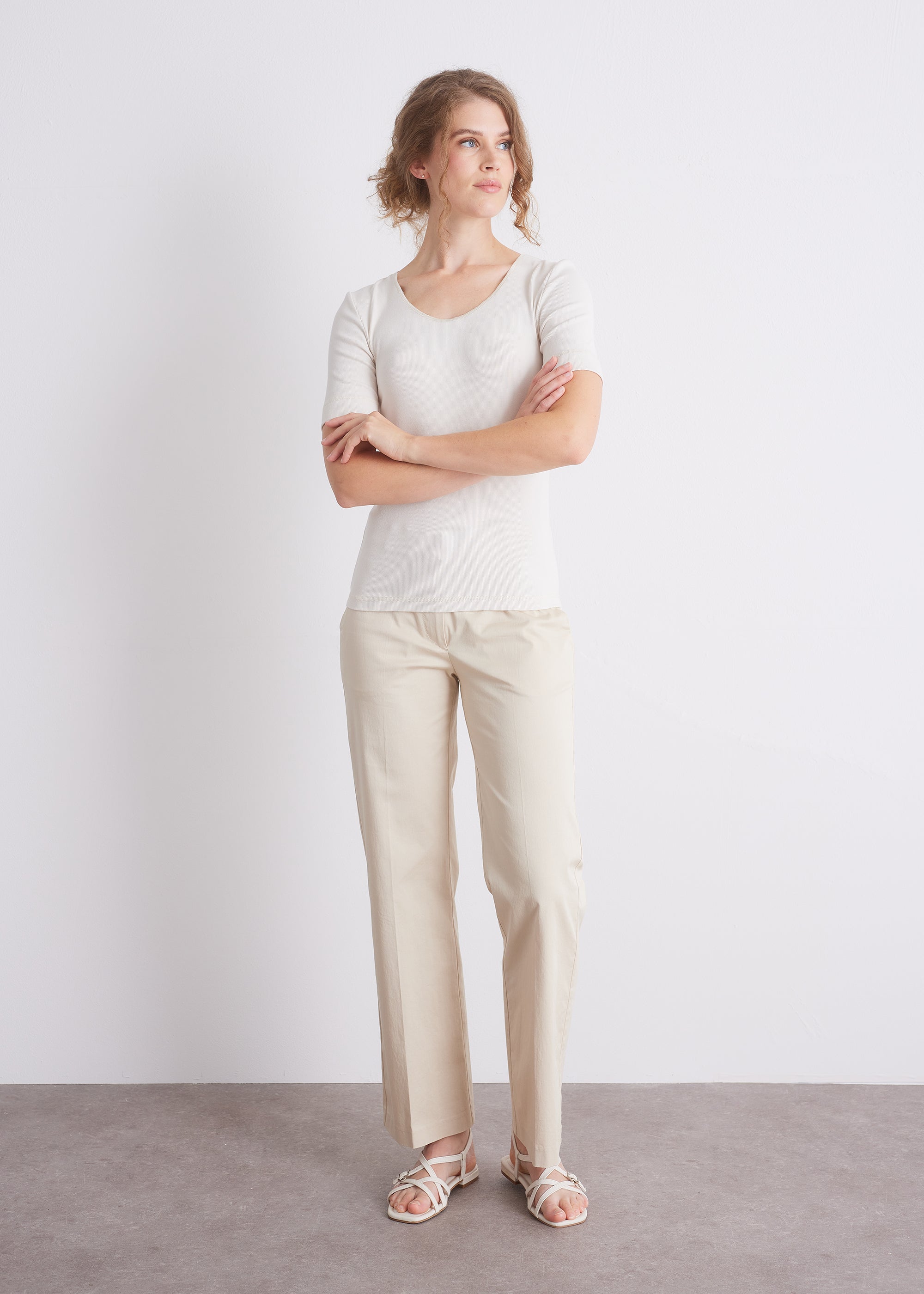 Ripp-T-Shirt aus Viskose-Baumwoll-Mix