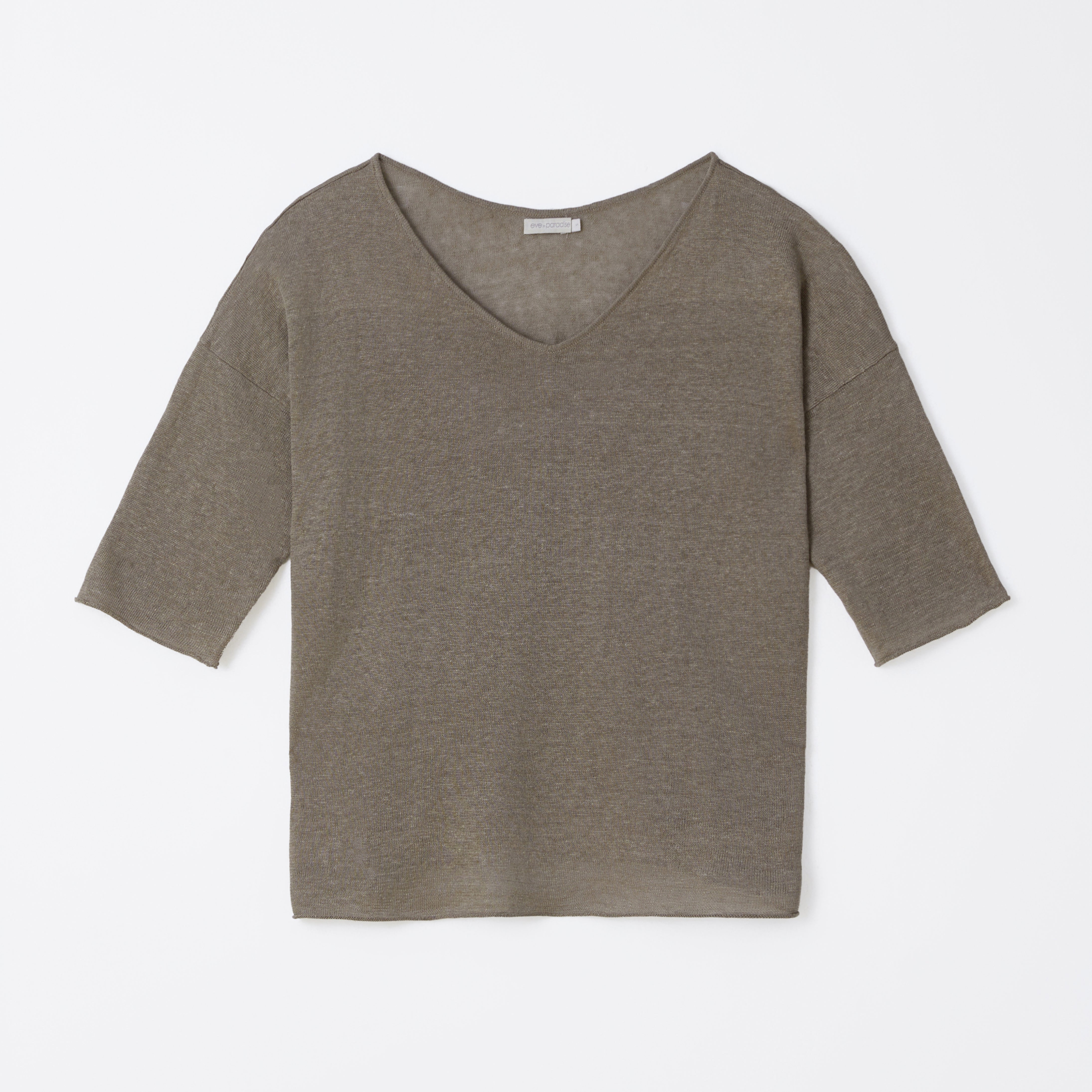 Leinenpullover mit V-Ausschnitt