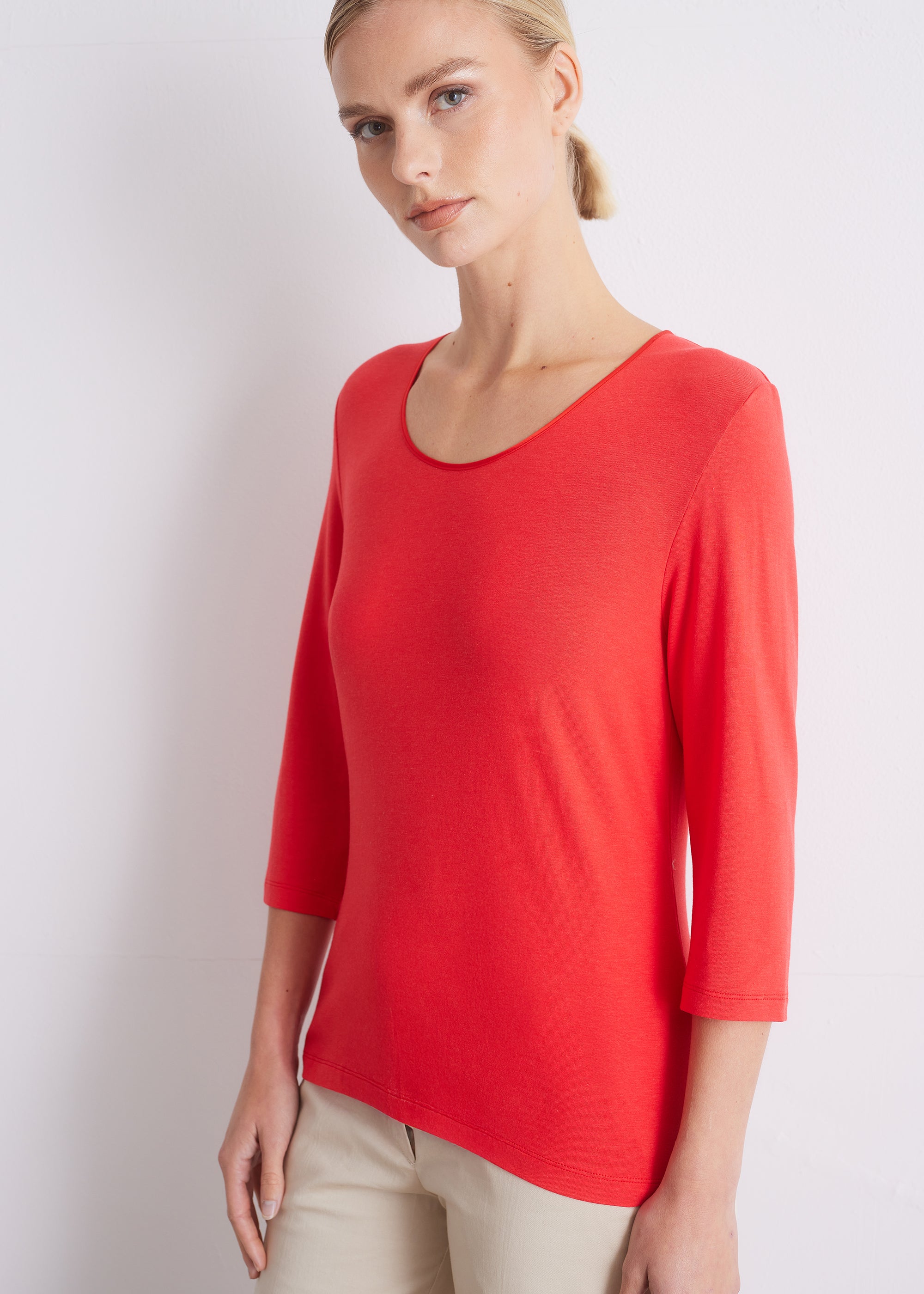 Shirt mit 3/4-Arm und Seidenpaspel