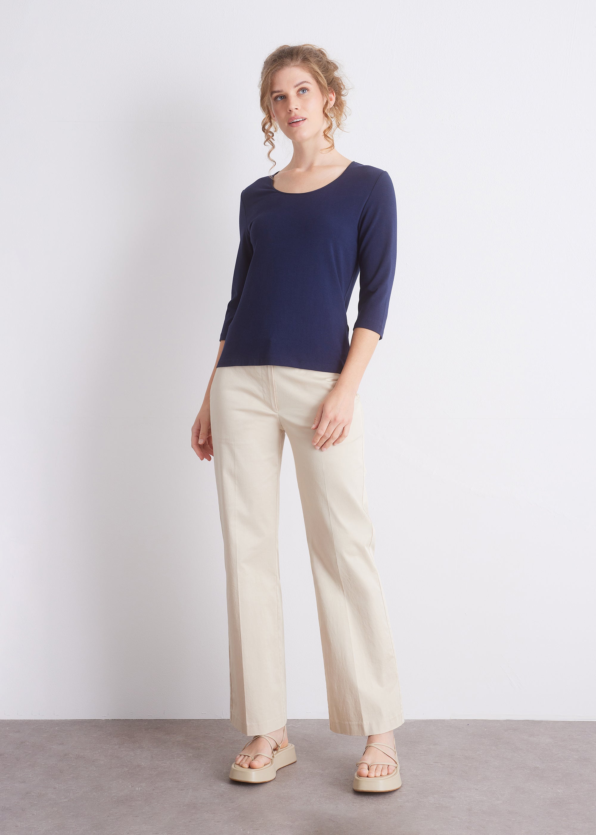 Shirt mit 3/4-Arm und Seidenpaspel