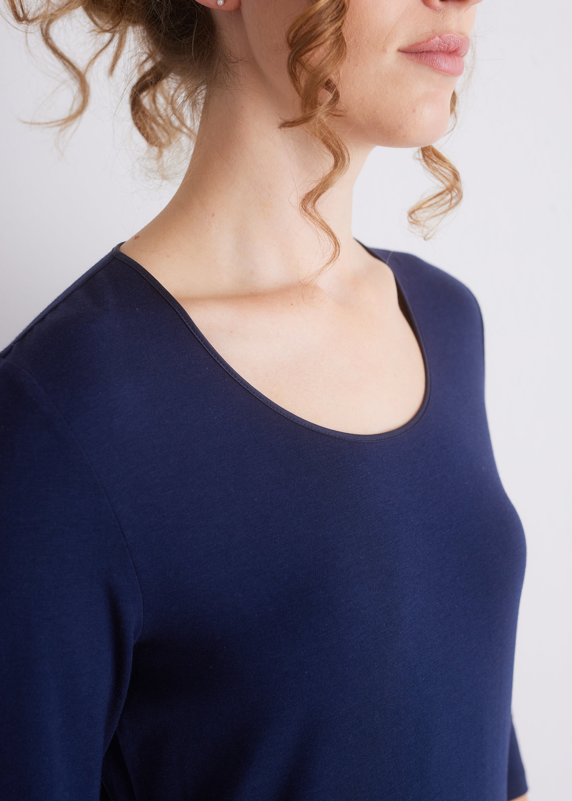 Shirt mit 3/4-Arm und Seidenpaspel