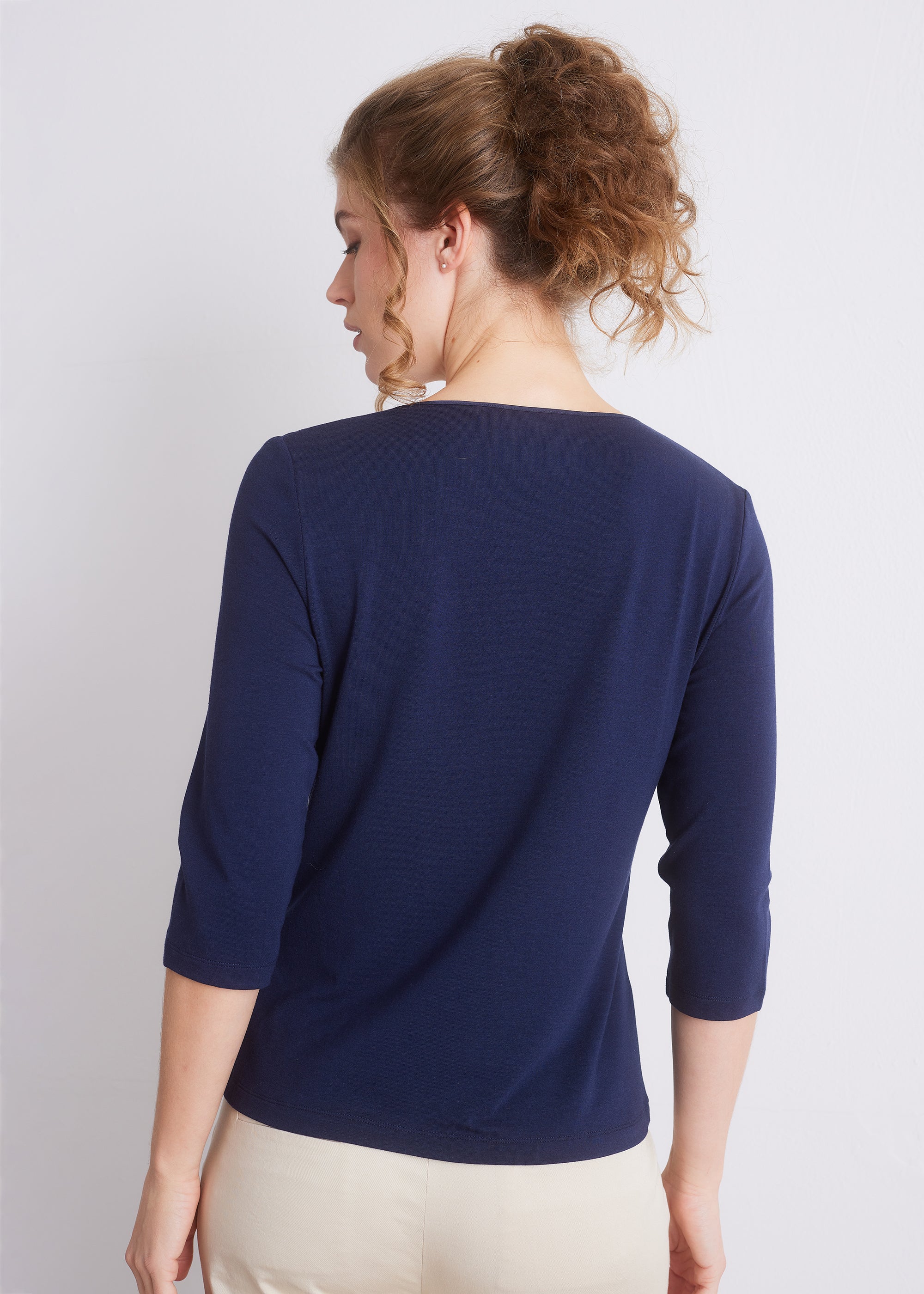 Shirt mit 3/4-Arm und Seidenpaspel