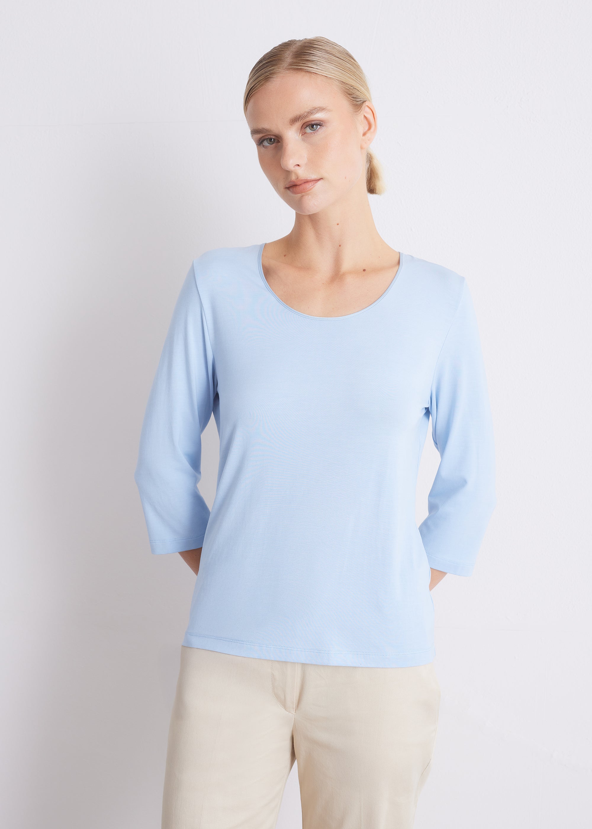 Shirt mit 3/4-Arm und Seidenpaspel