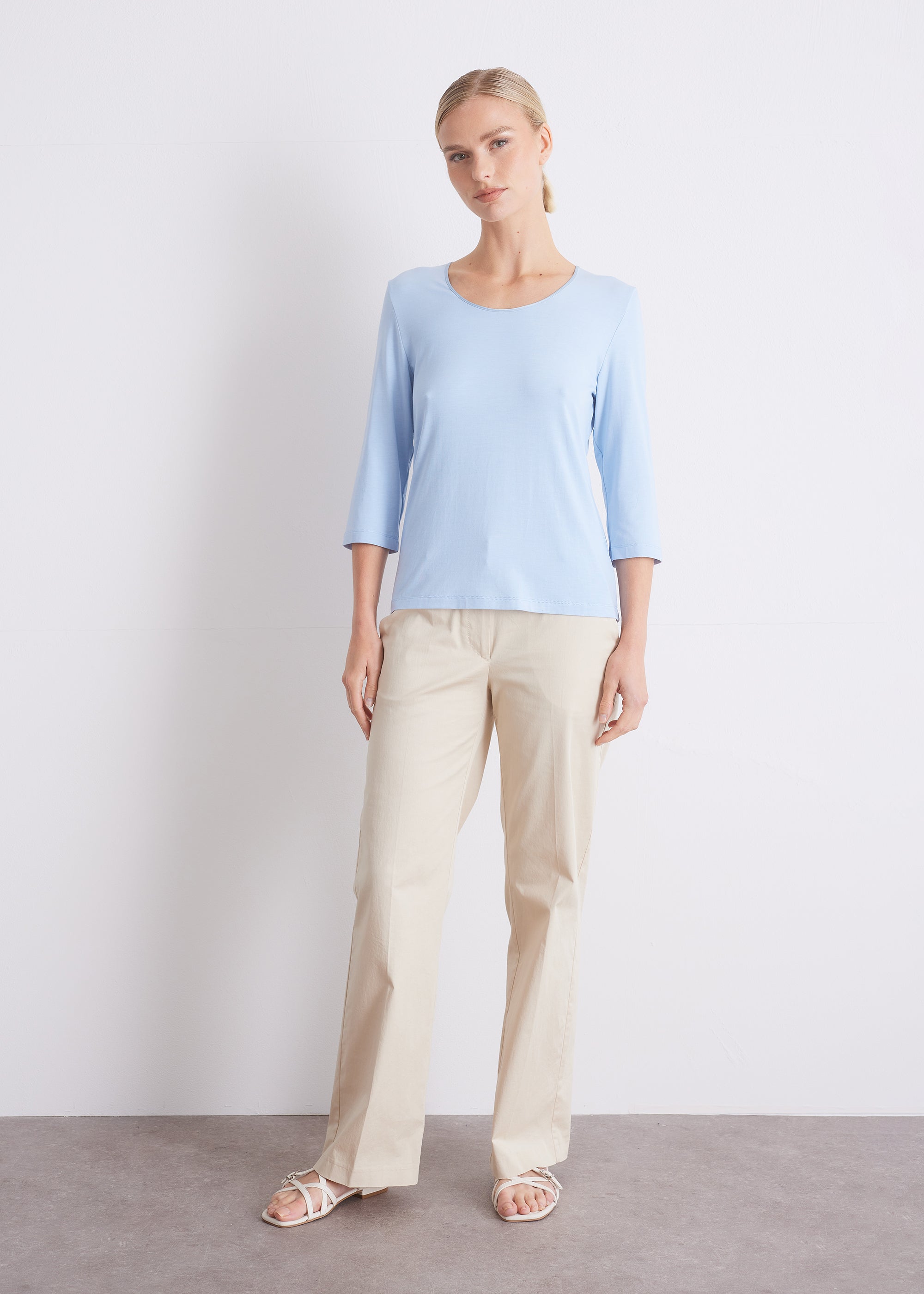 Shirt mit 3/4-Arm und Seidenpaspel