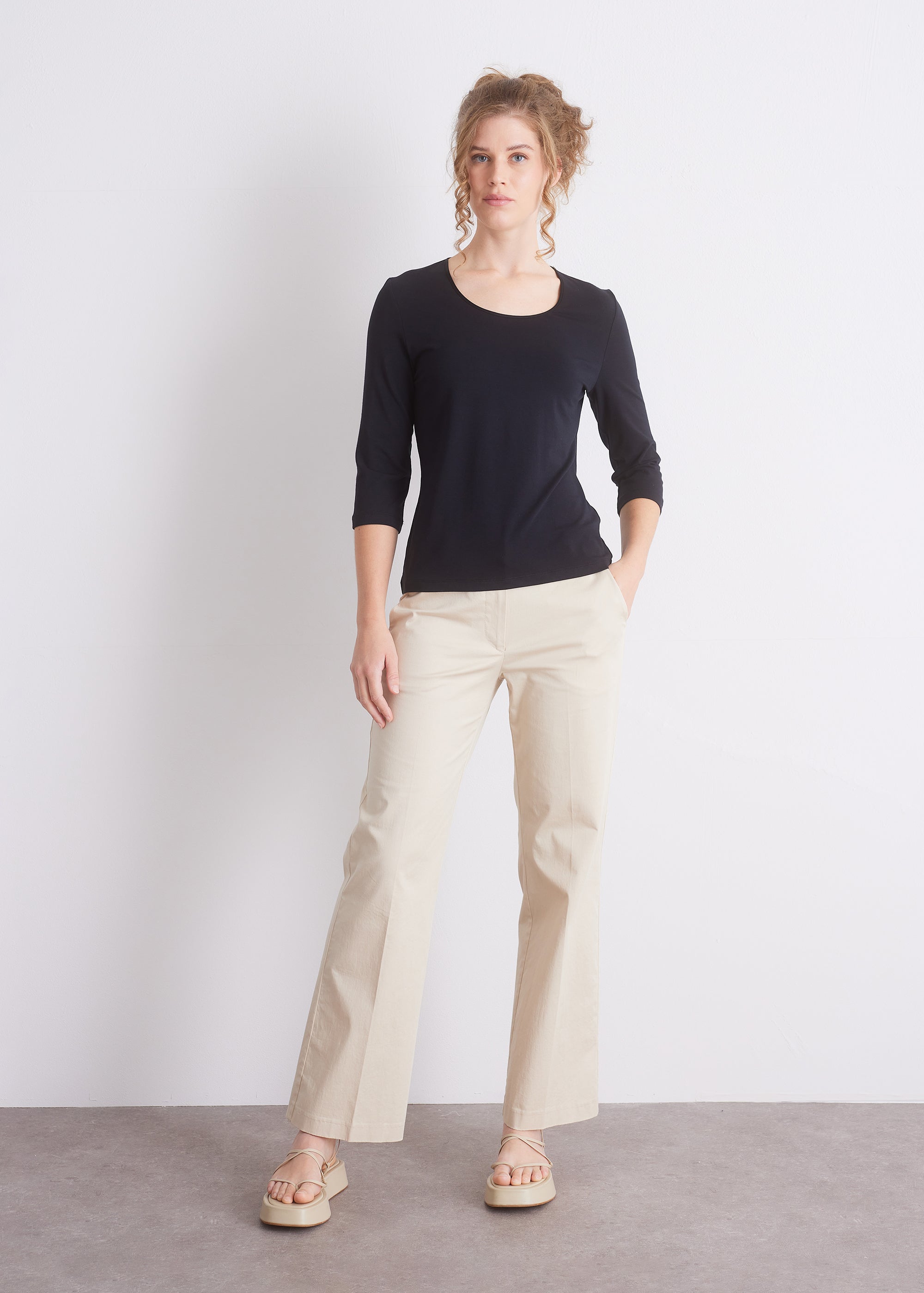 Shirt mit 3/4-Arm und Seidenpaspel