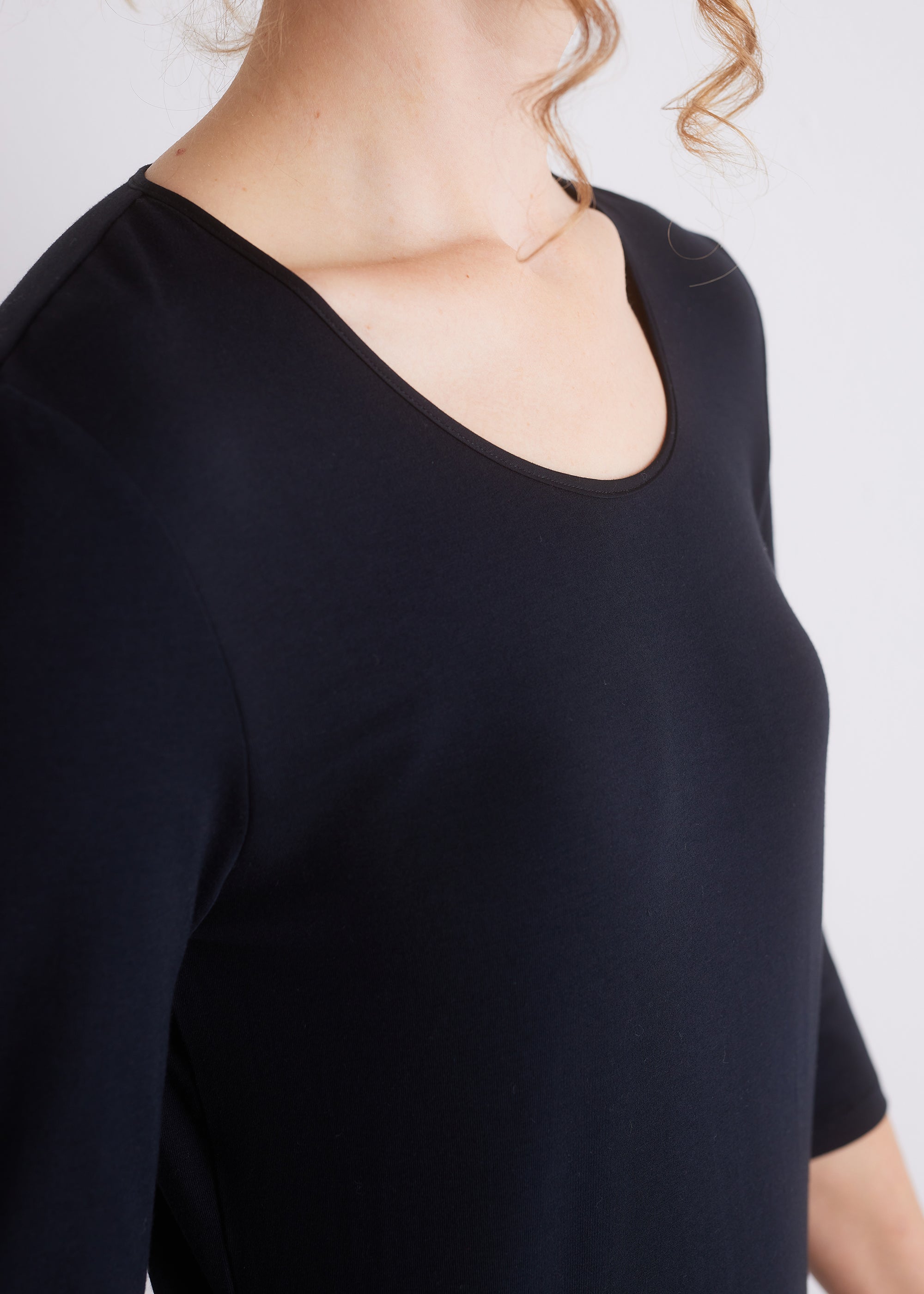 Shirt mit 3/4-Arm und Seidenpaspel