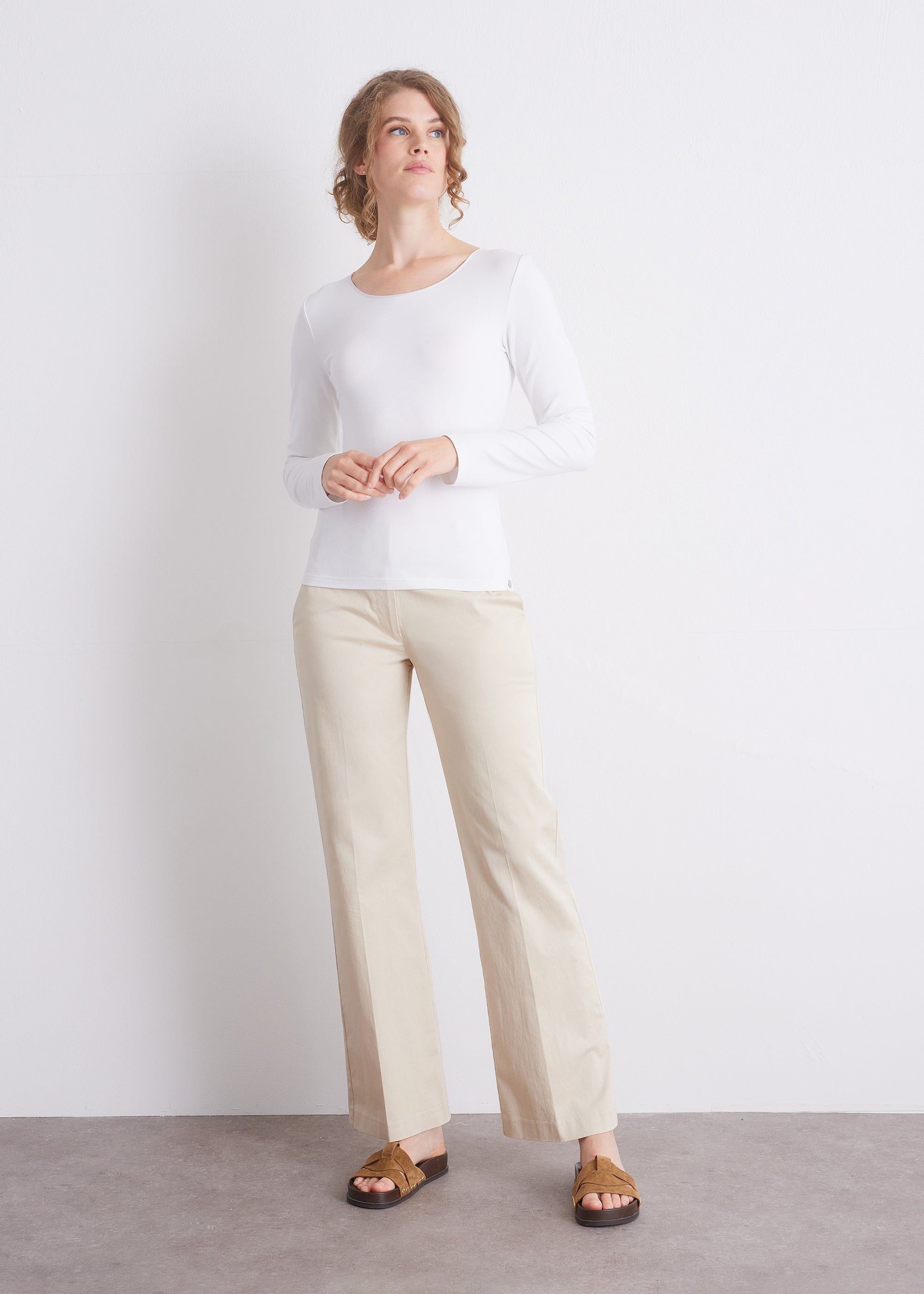 Langarmshirt mit Seidenpaspel