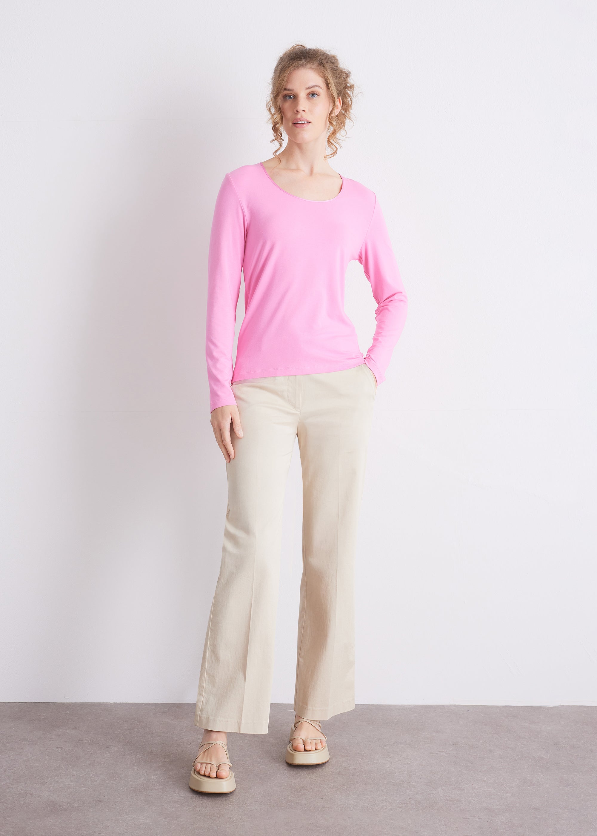 Langarmshirt mit Seidenpaspel