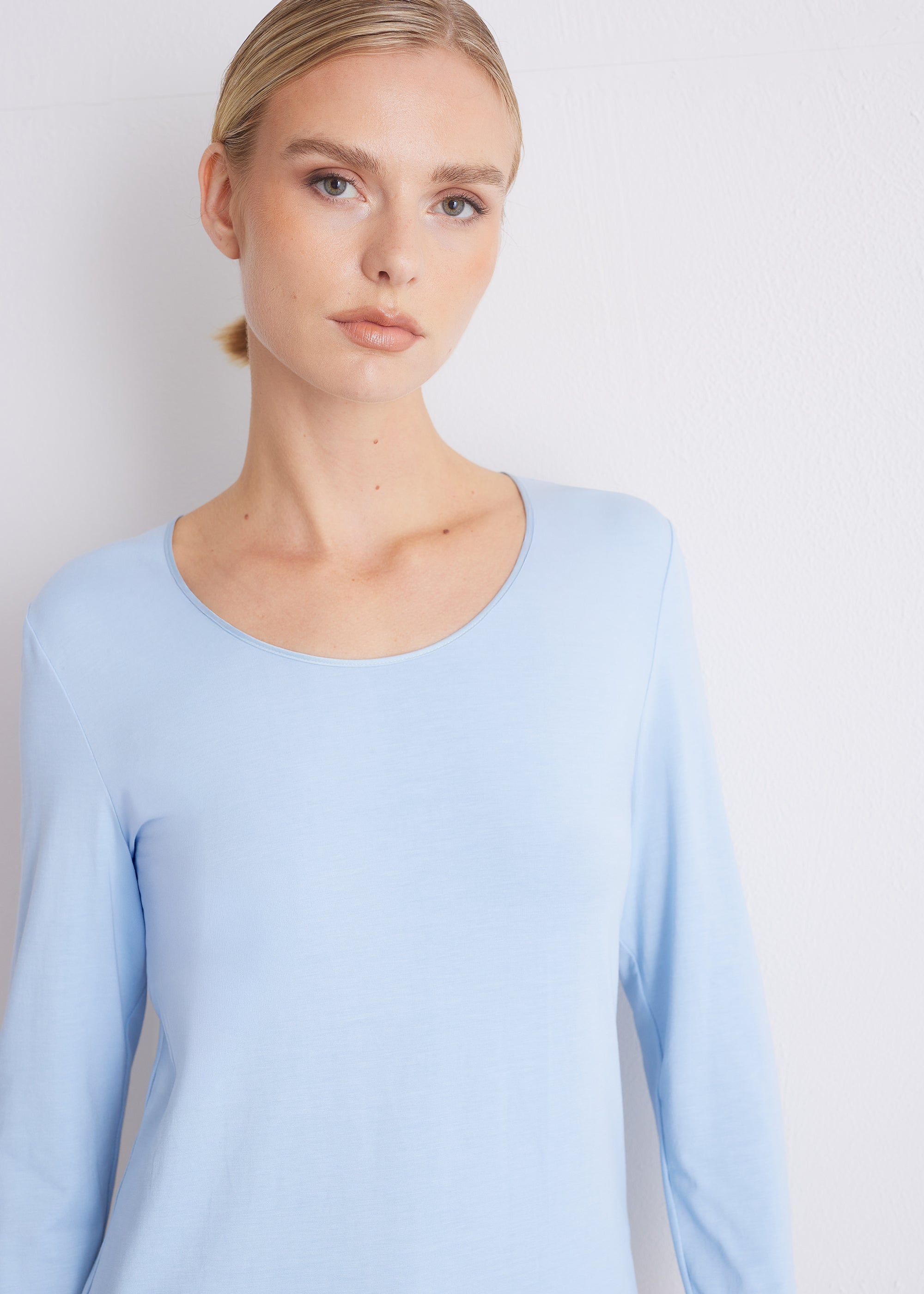 Langarmshirt mit Seidenpaspel