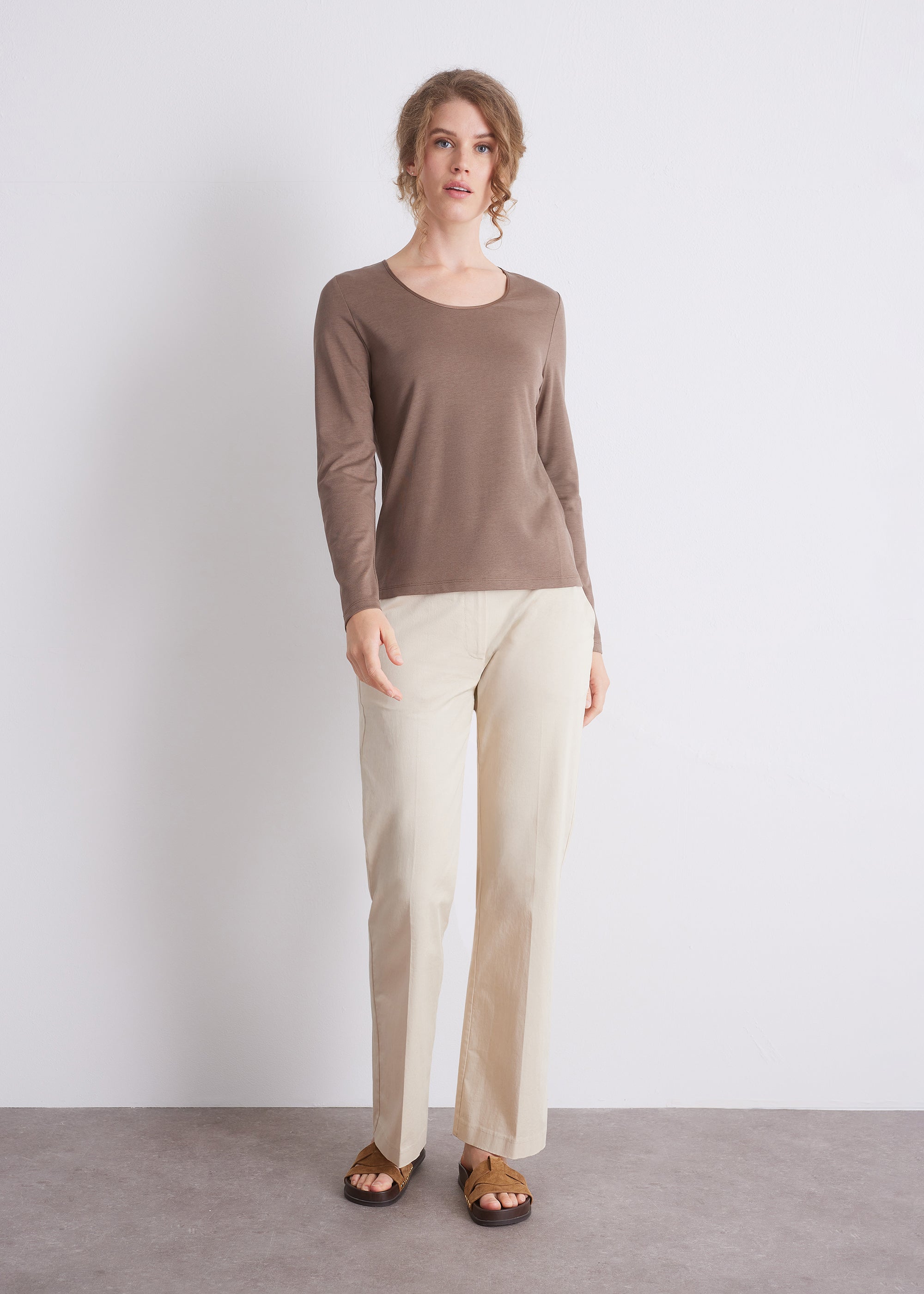 Langarmshirt mit Seidenpaspel