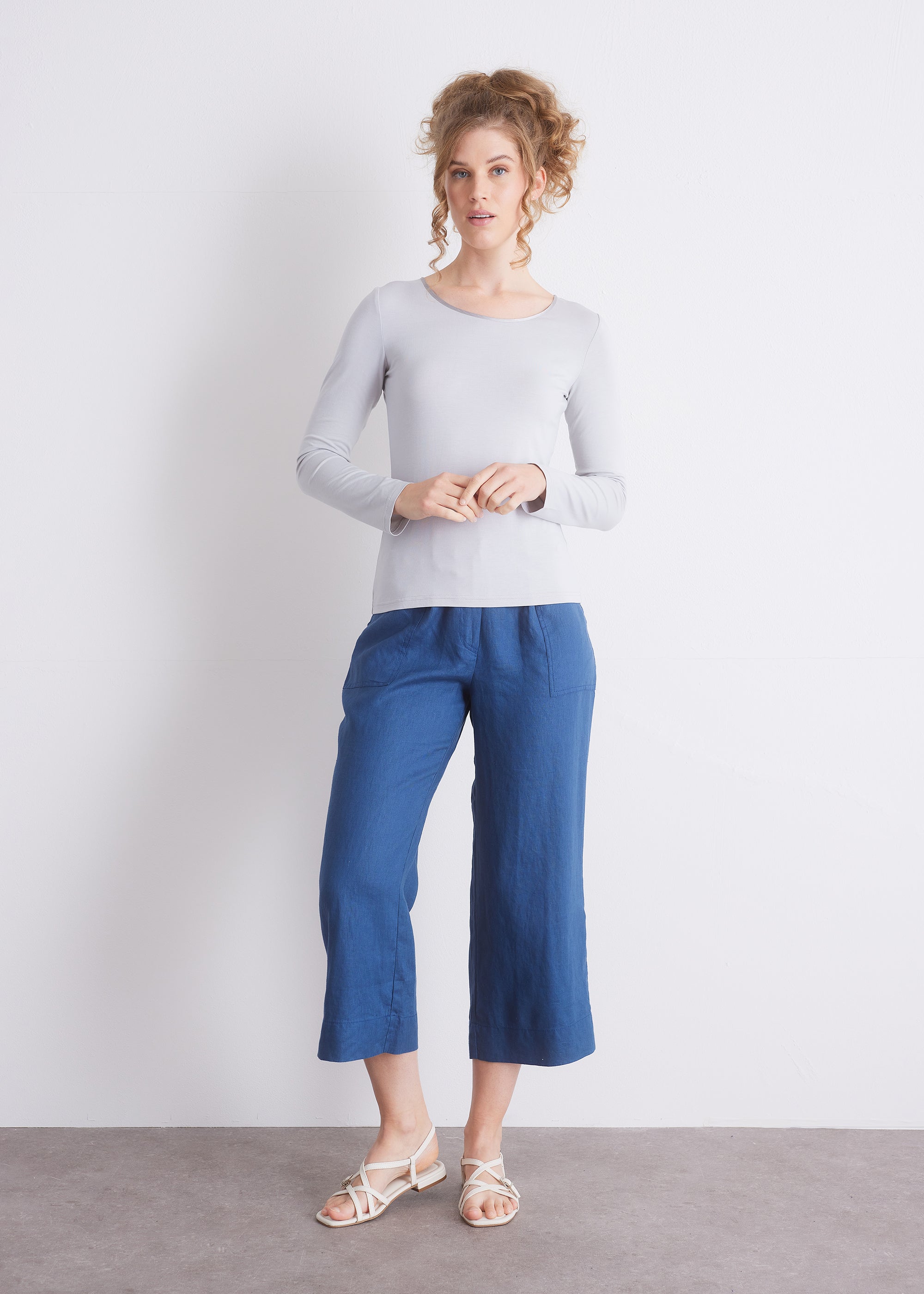 Langarmshirt mit Seidenpaspel