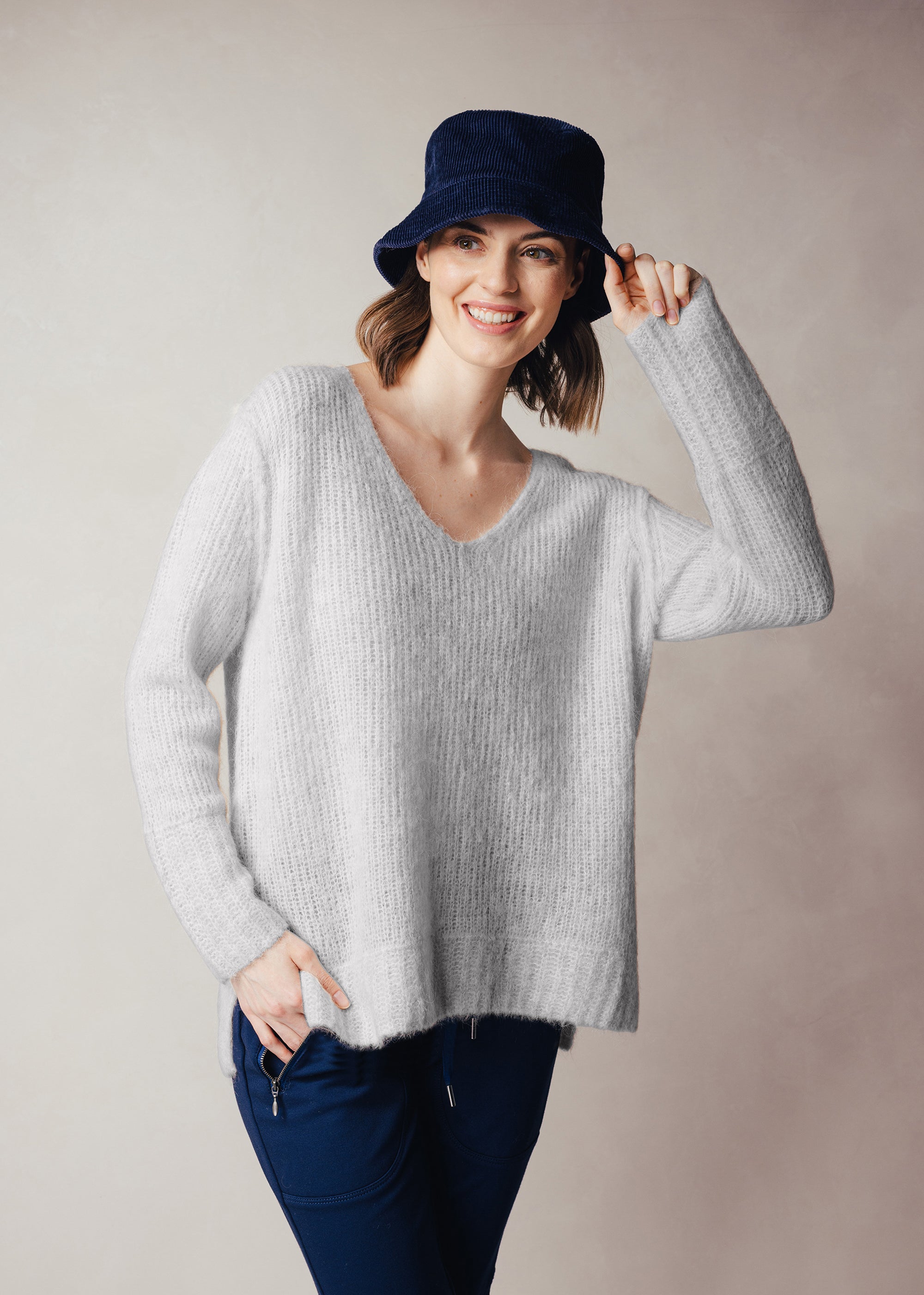 Pullover mit V-Ausschnitt aus Alpaka-Mix