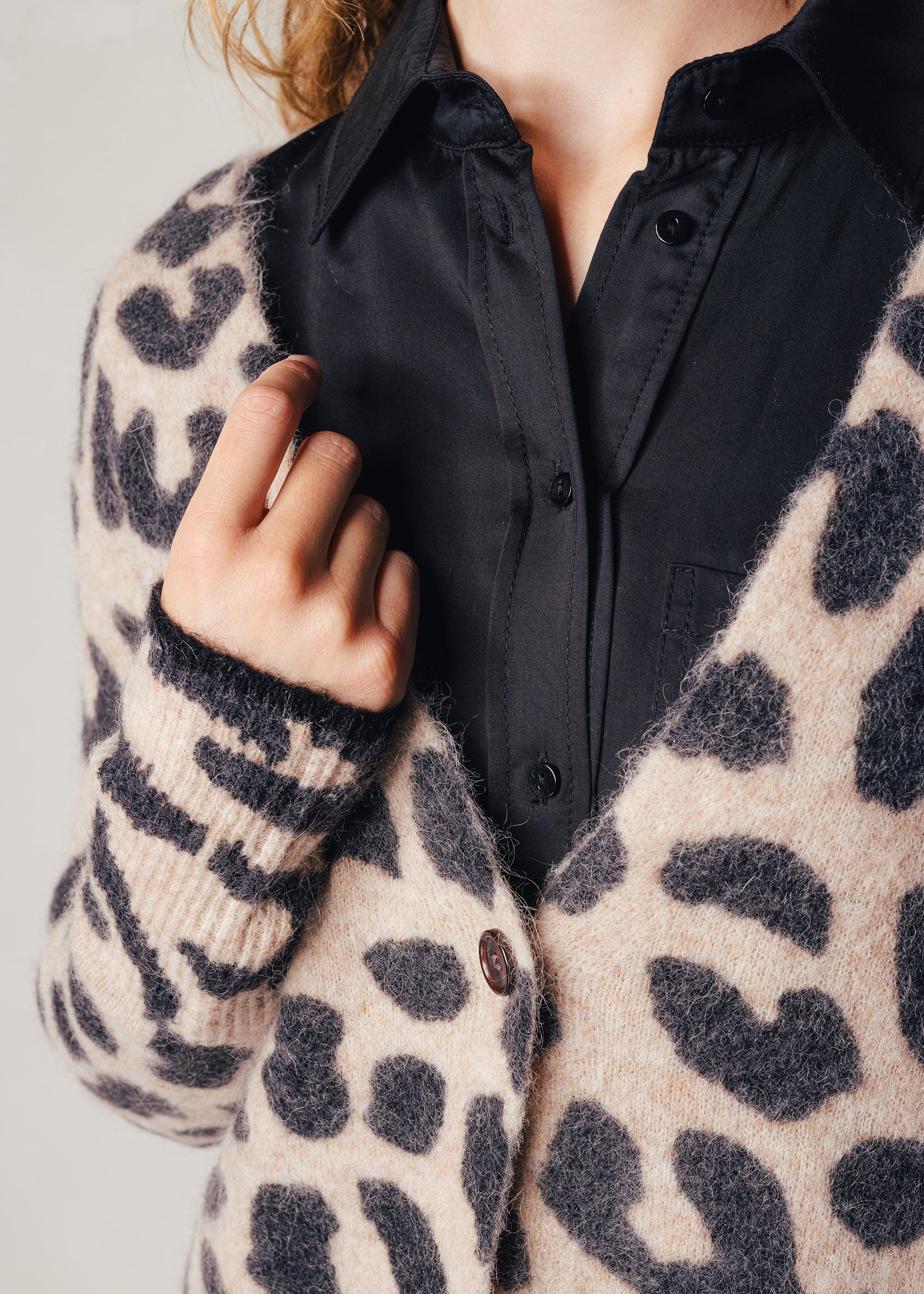 Cardigan mit Animal-Print aus Alpaka-Mix