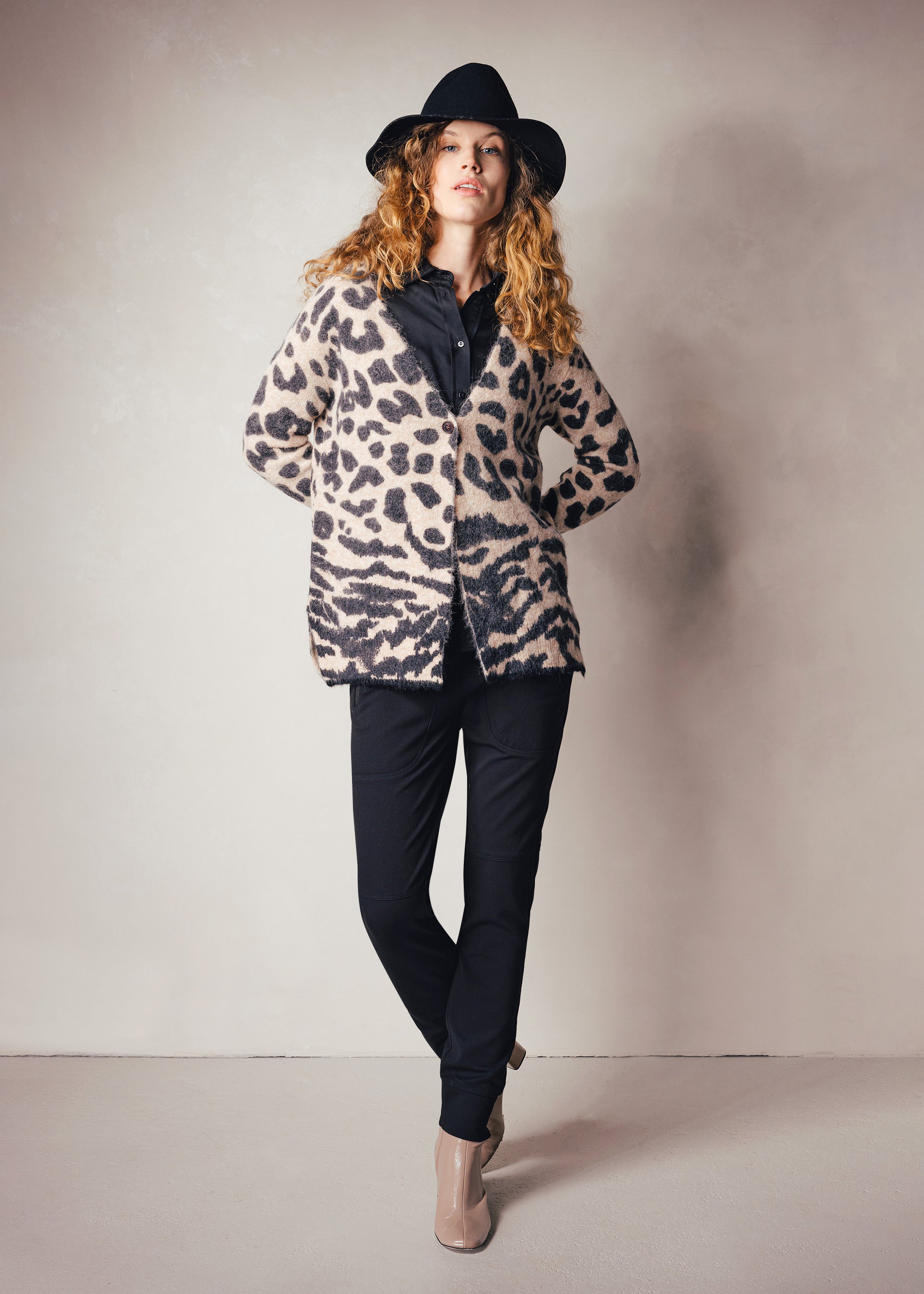 Cardigan mit Animal-Print aus Alpaka-Mix