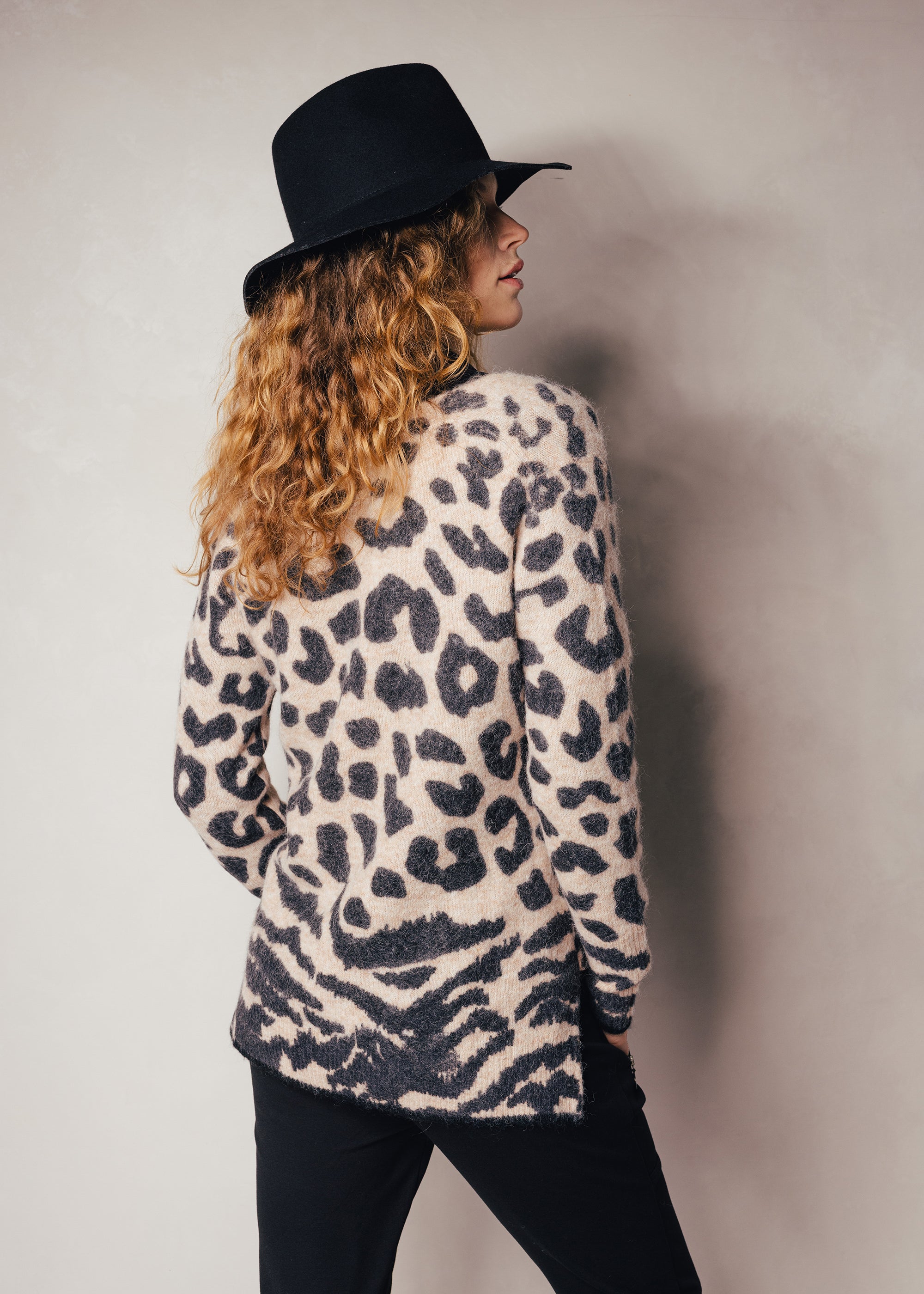 Cardigan mit Animal-Print aus Alpaka-Mix