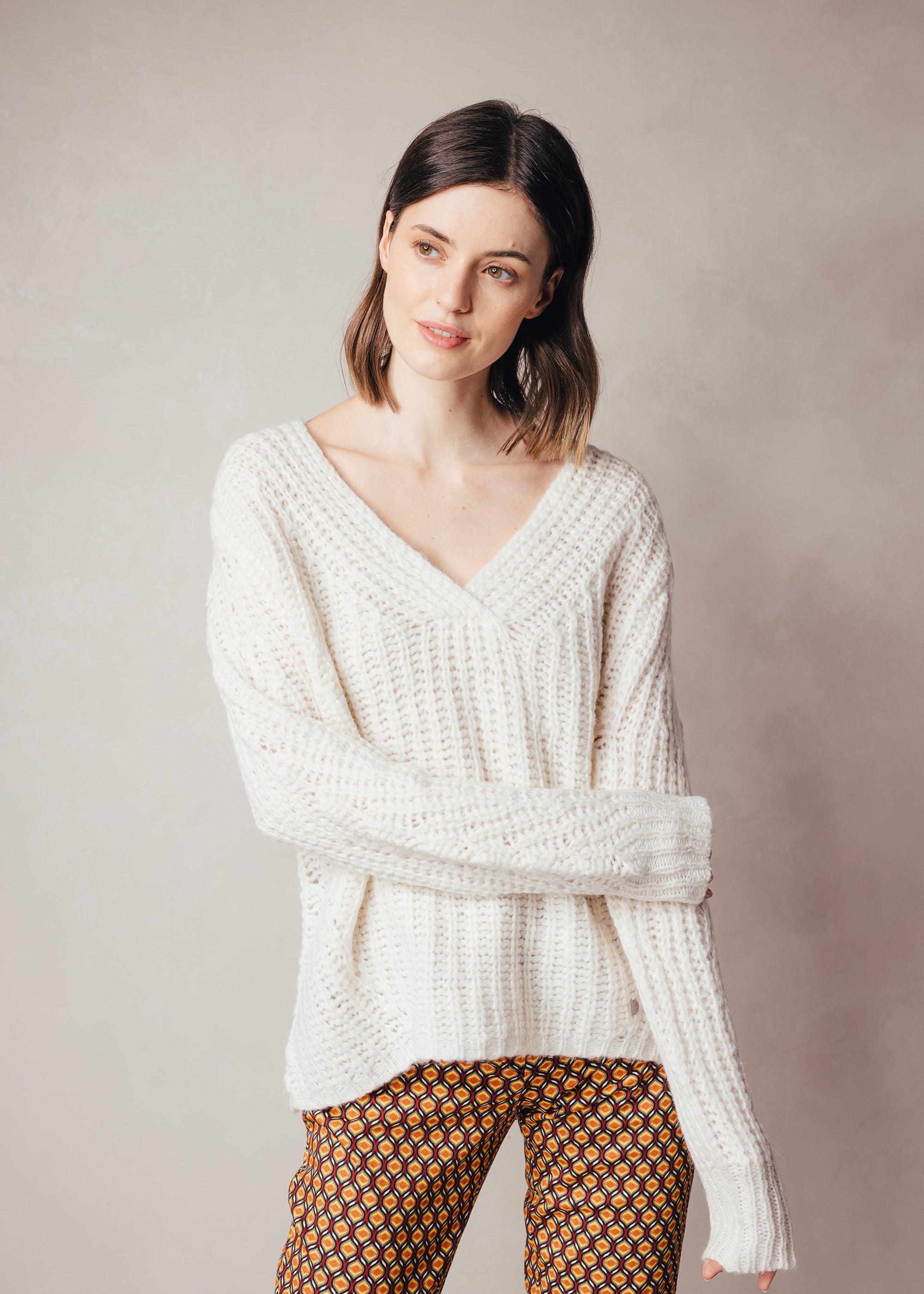 Gerippter Pullover aus Alpaka-Mix