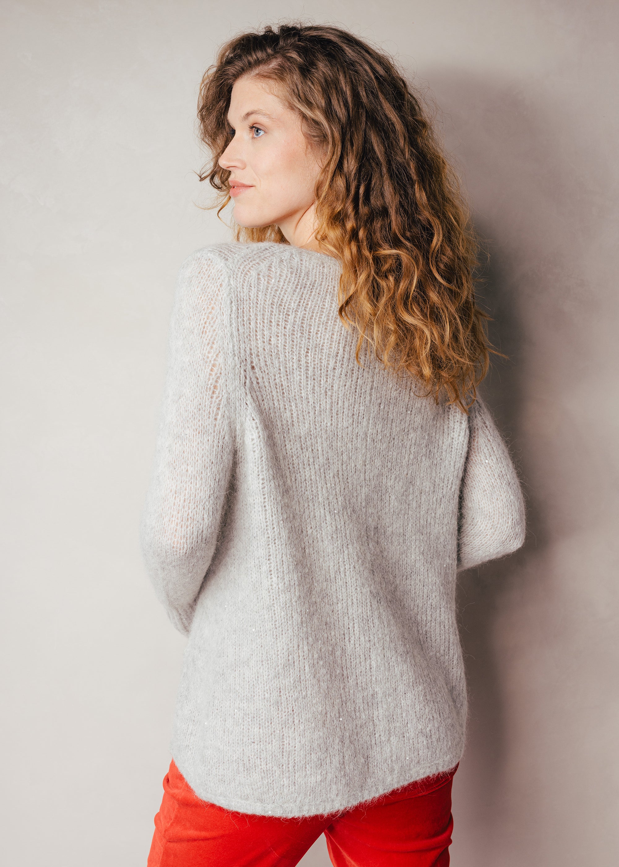 Pullover mit Pailettengarn aus Alpaka-Mix