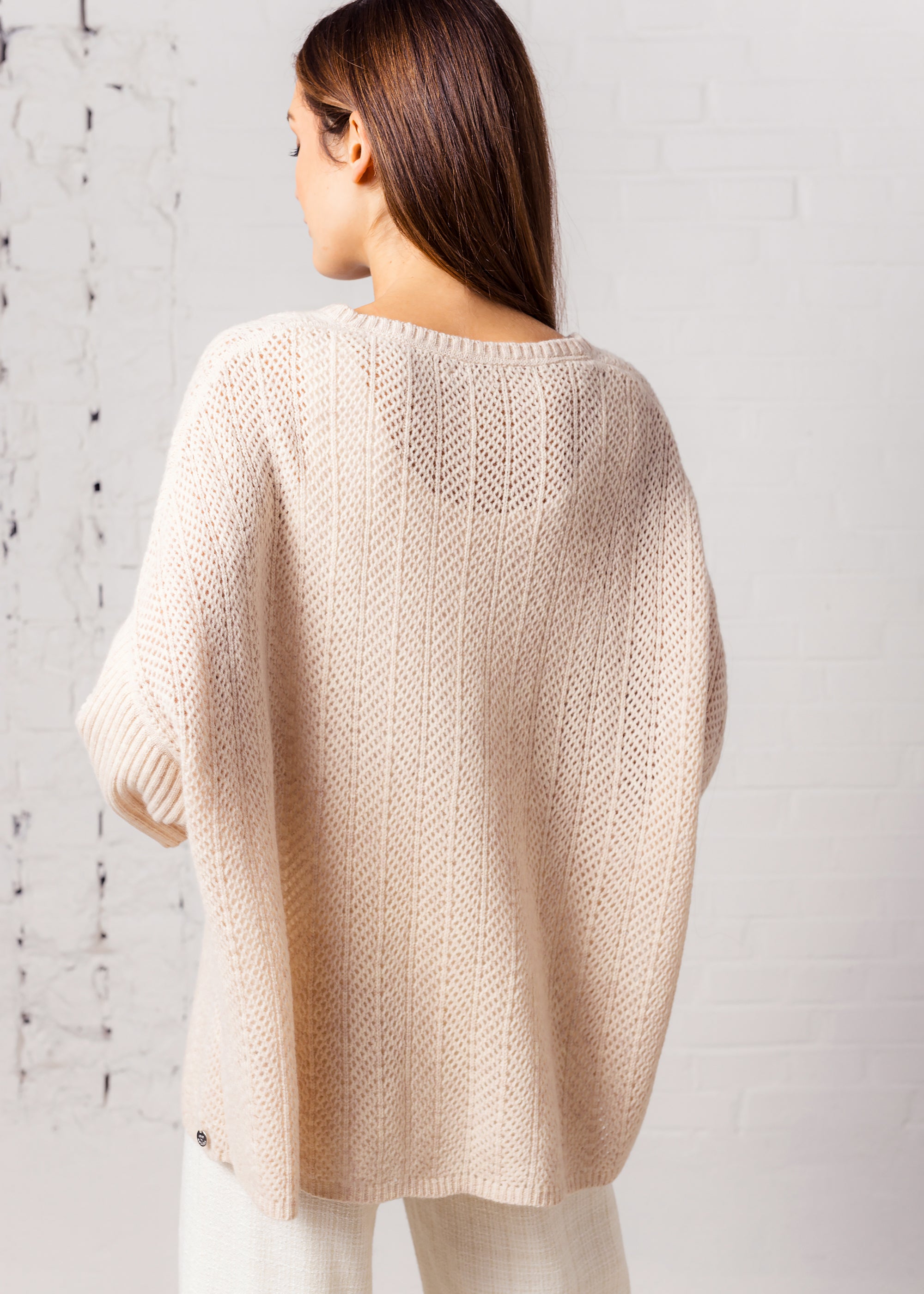 Oversized Ajour- Strick Pullover aus extrafeiner, reiner Wolle