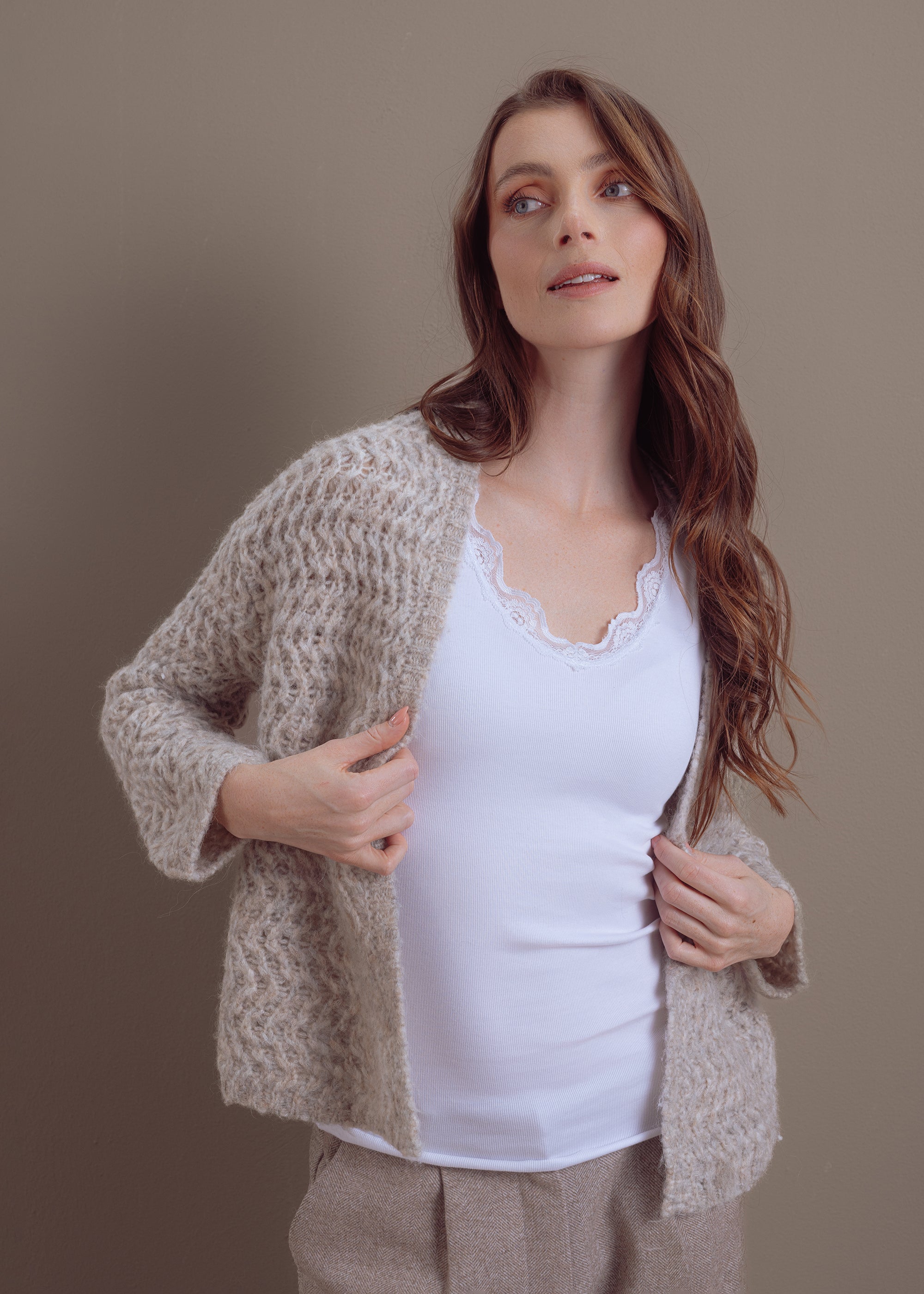 Strickjacke aus Woll-Alpaka-Mix