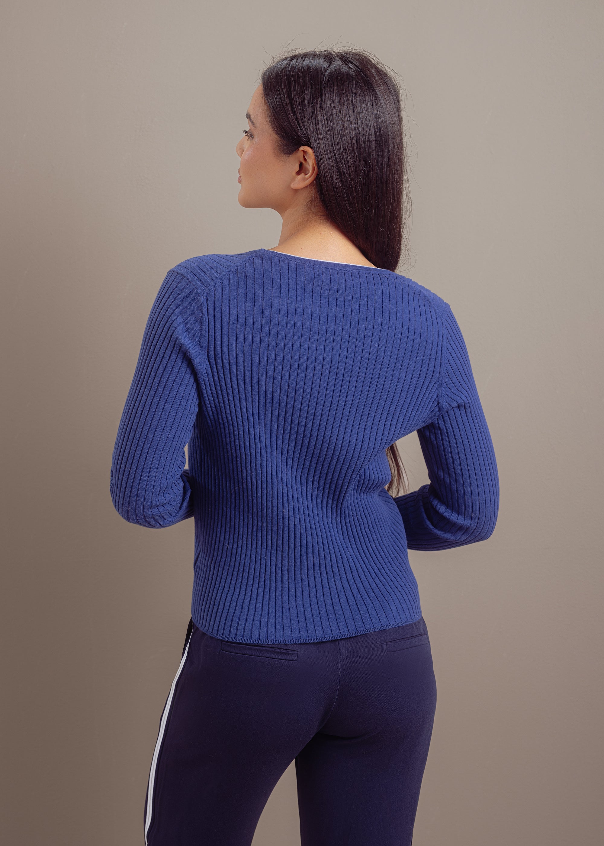 Rippstrickpullover mit Knopfleiste aus organic cotton