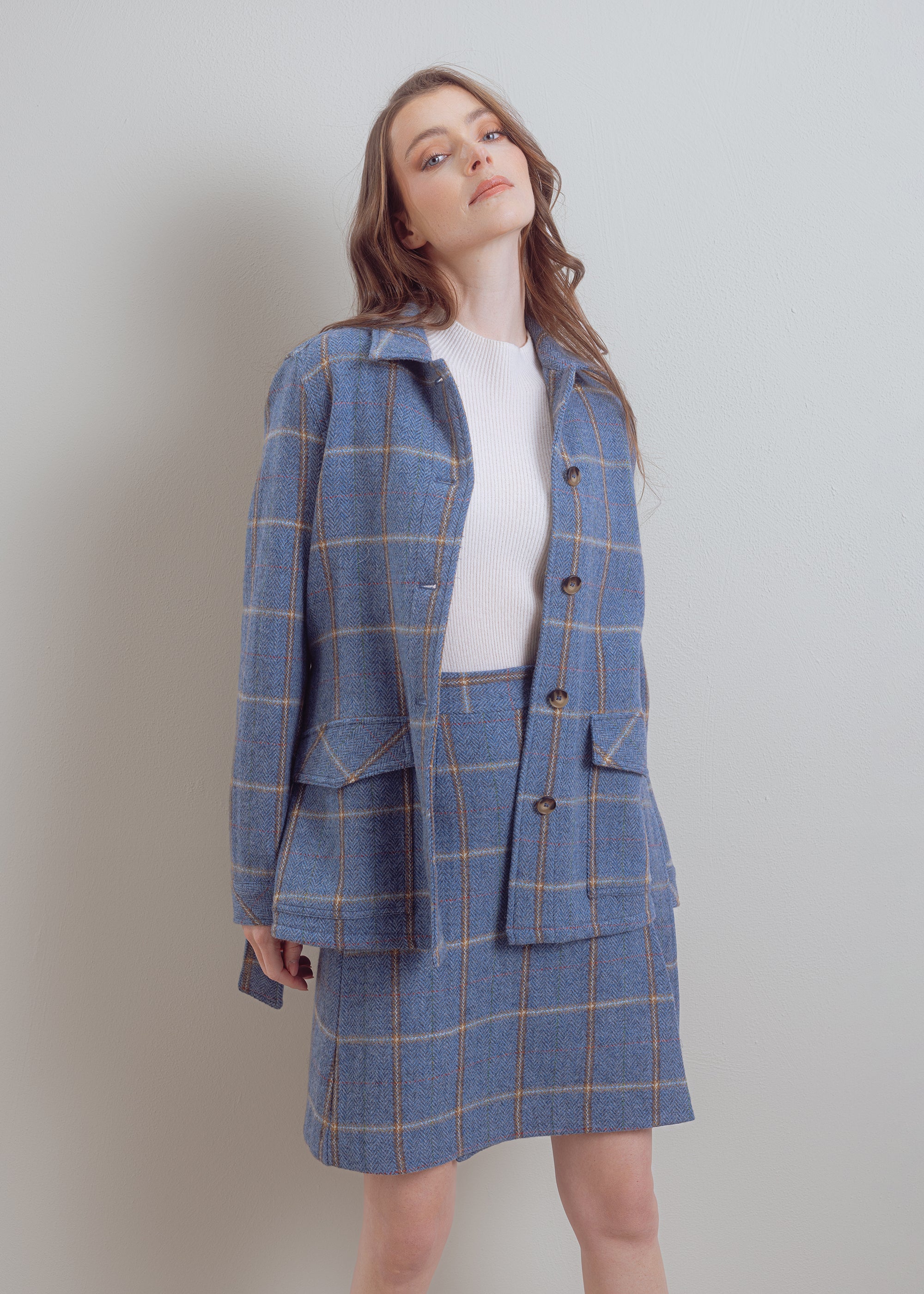 Karierte Wolljacke