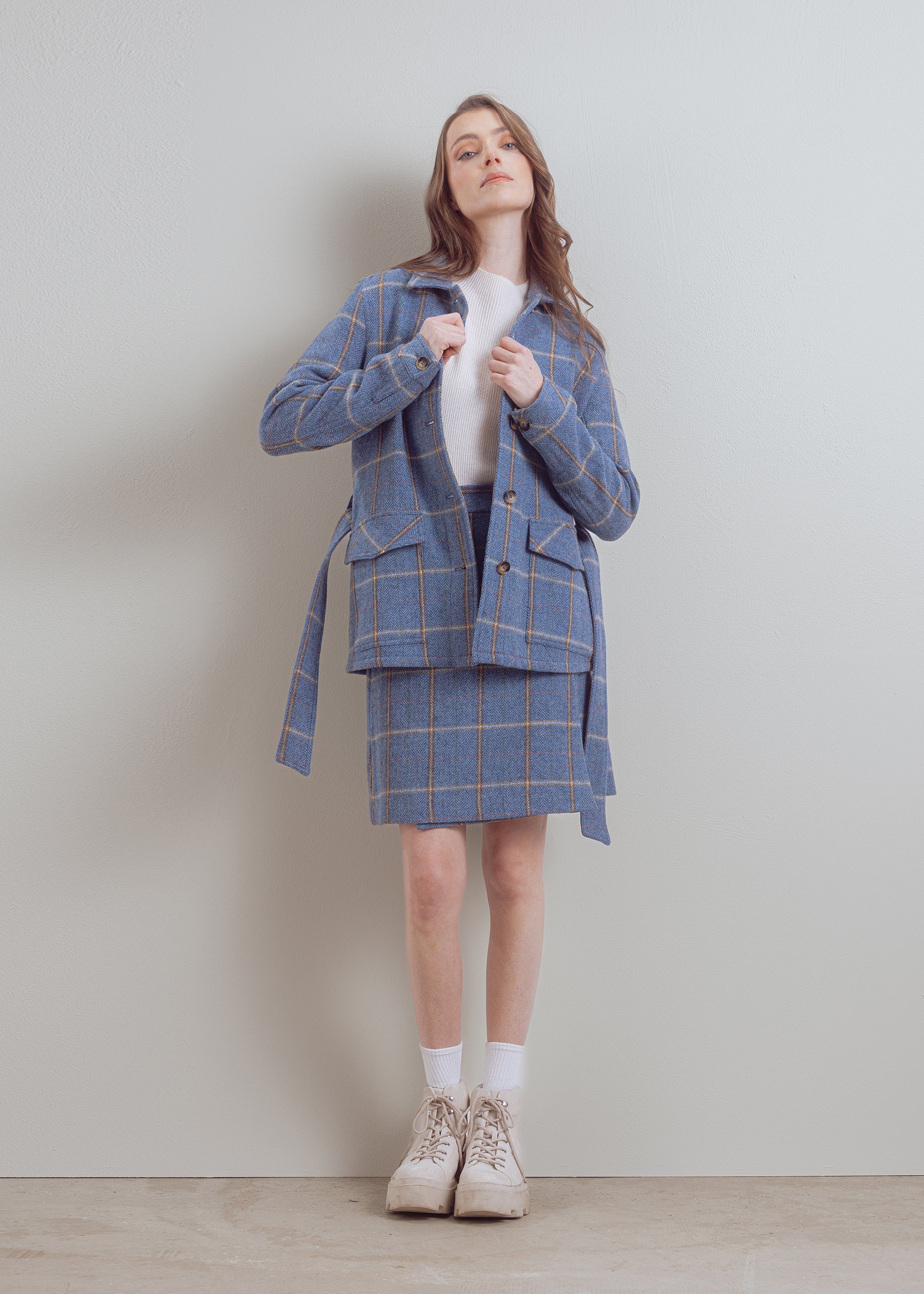 Karierte Wolljacke
