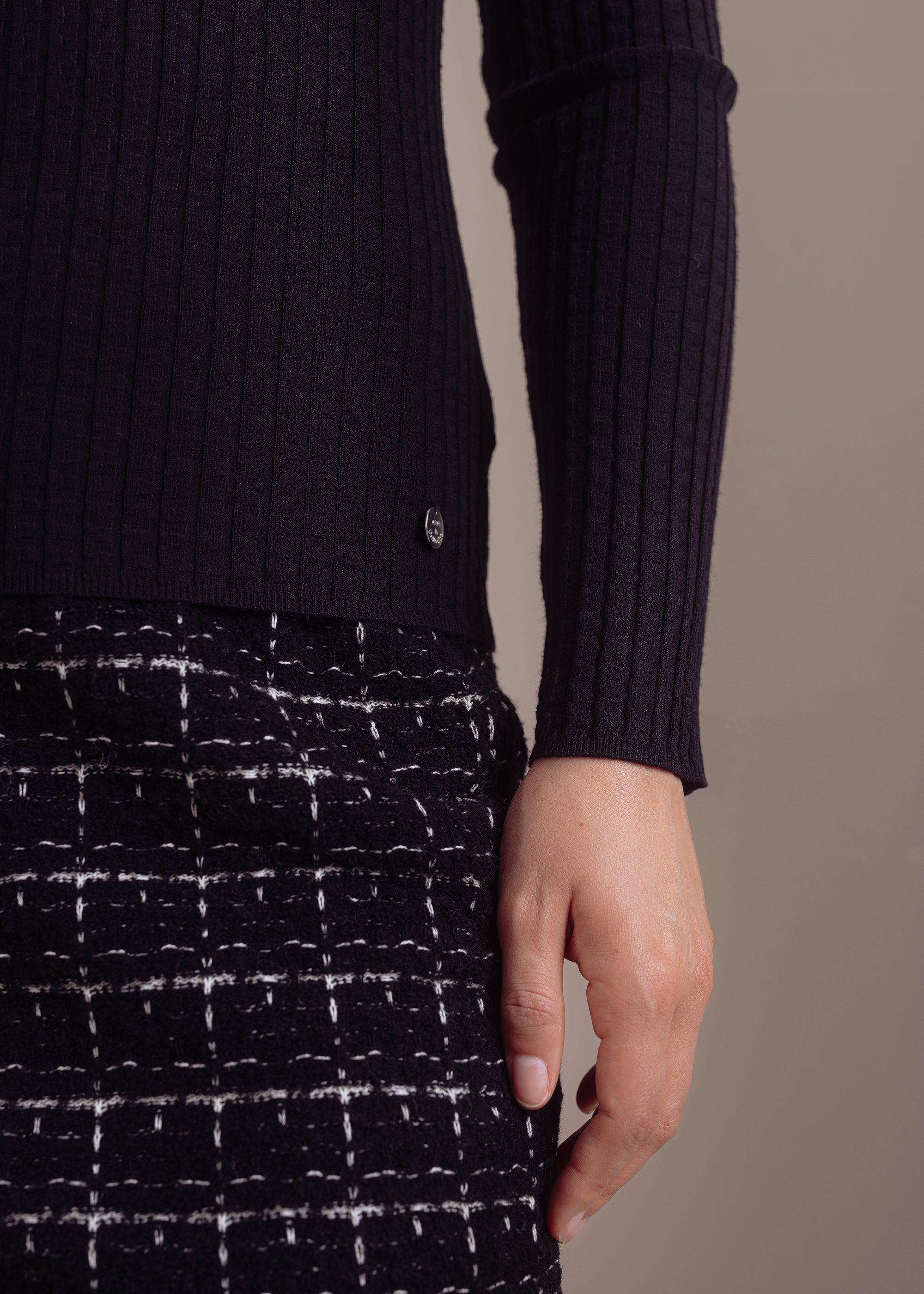Stehkragenpullover aus Baumwoll-Mix