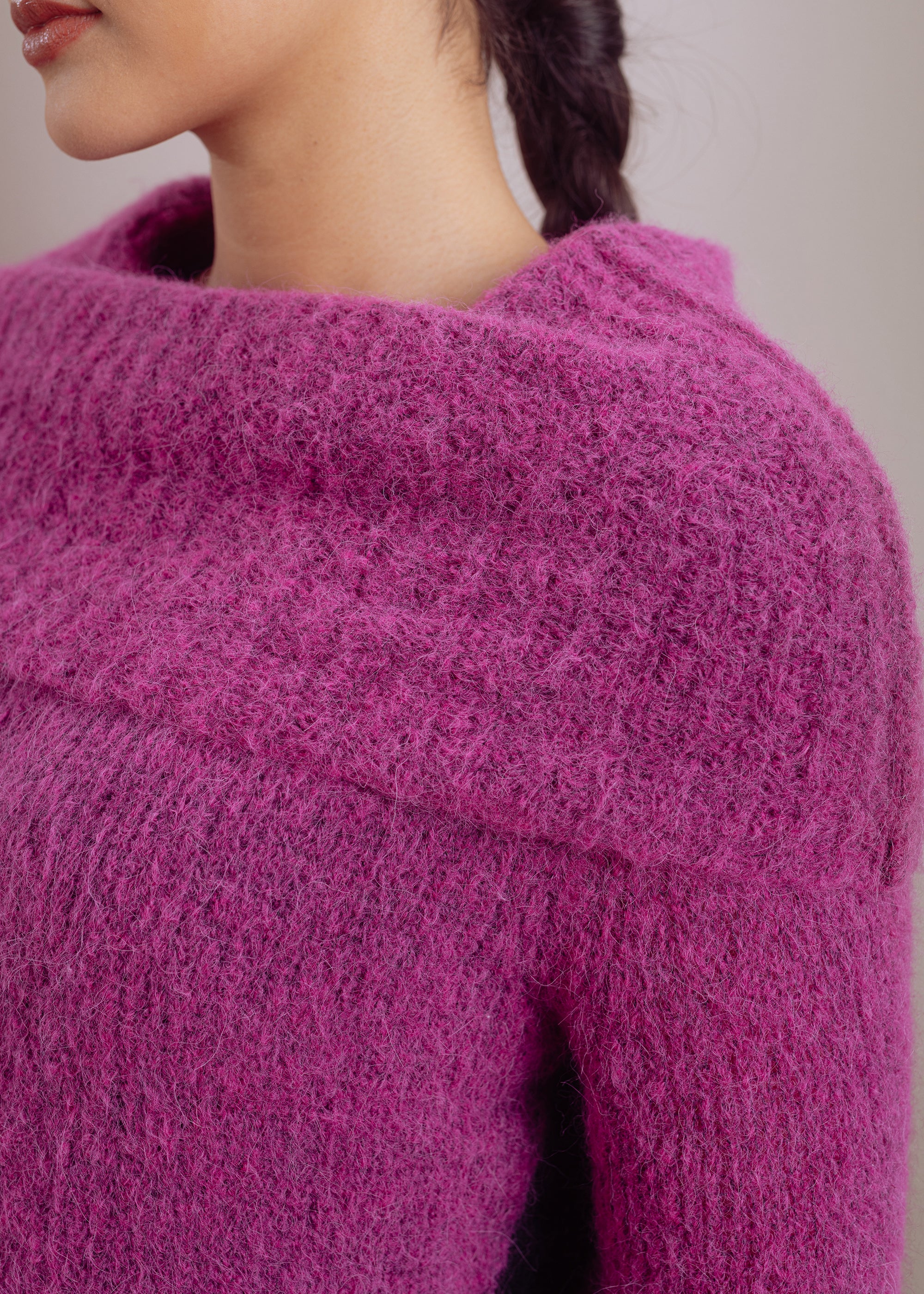 Alpaka-Woll-Mix Pullover mit breitem Kragen