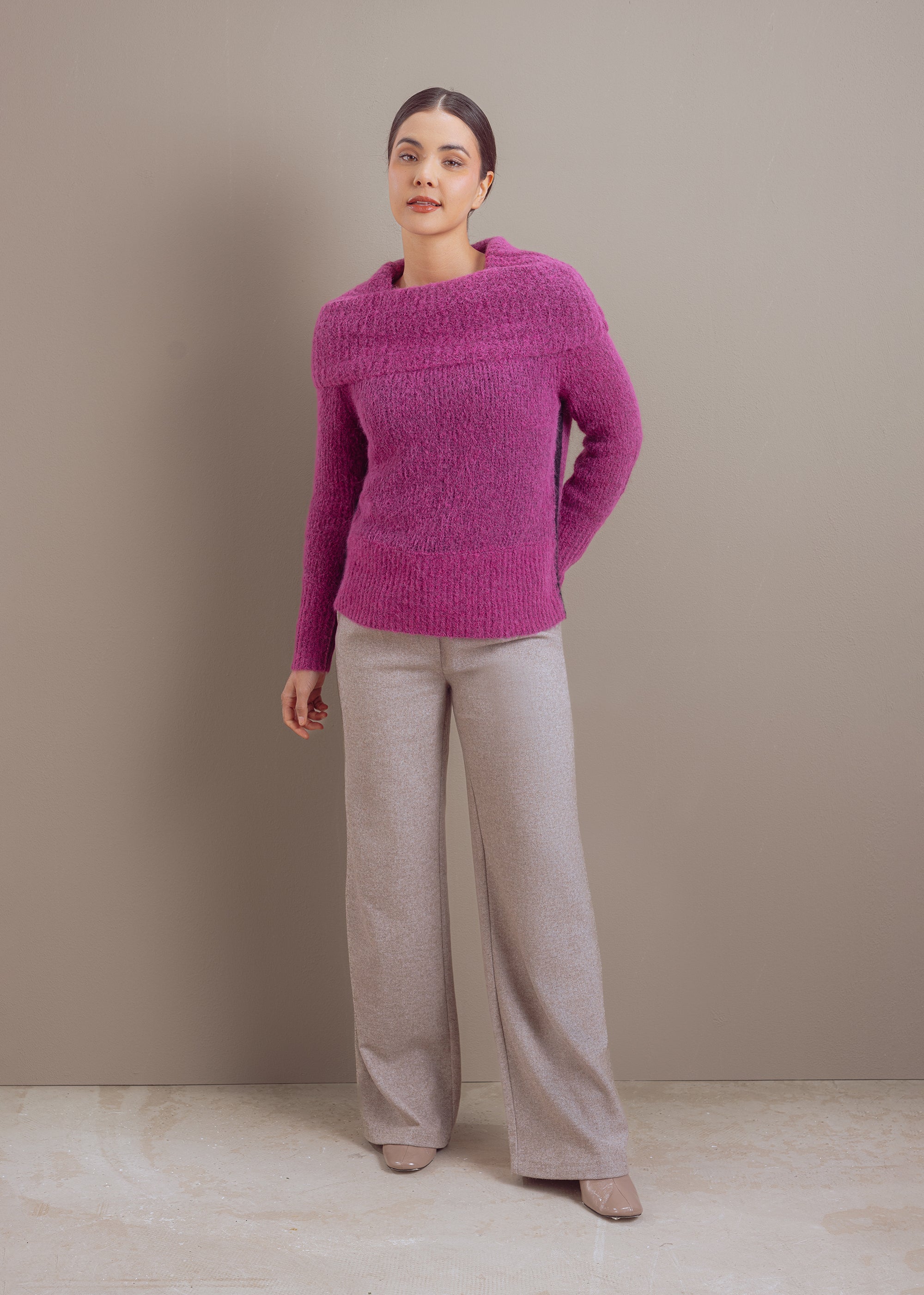Alpaka-Woll-Mix Pullover mit breitem Kragen