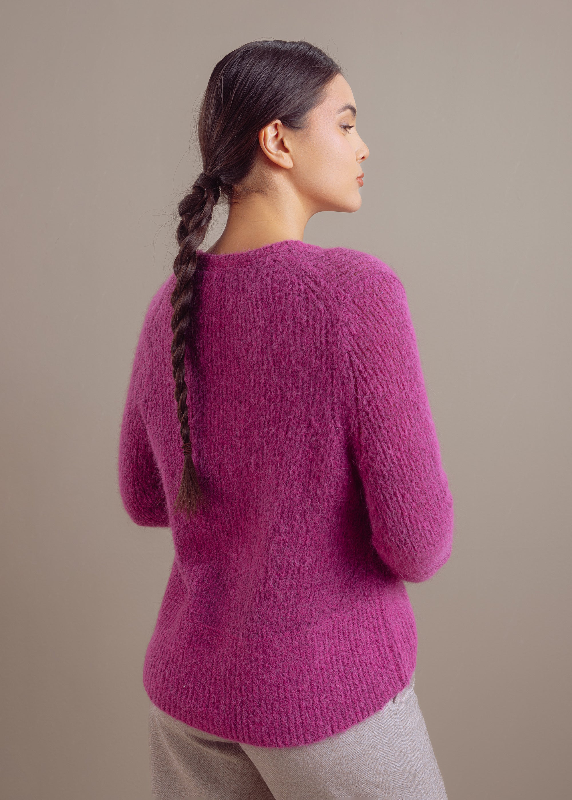 Strickjacke aus weichem Alpaka-Woll-Mixmit V-Ausschnitt
