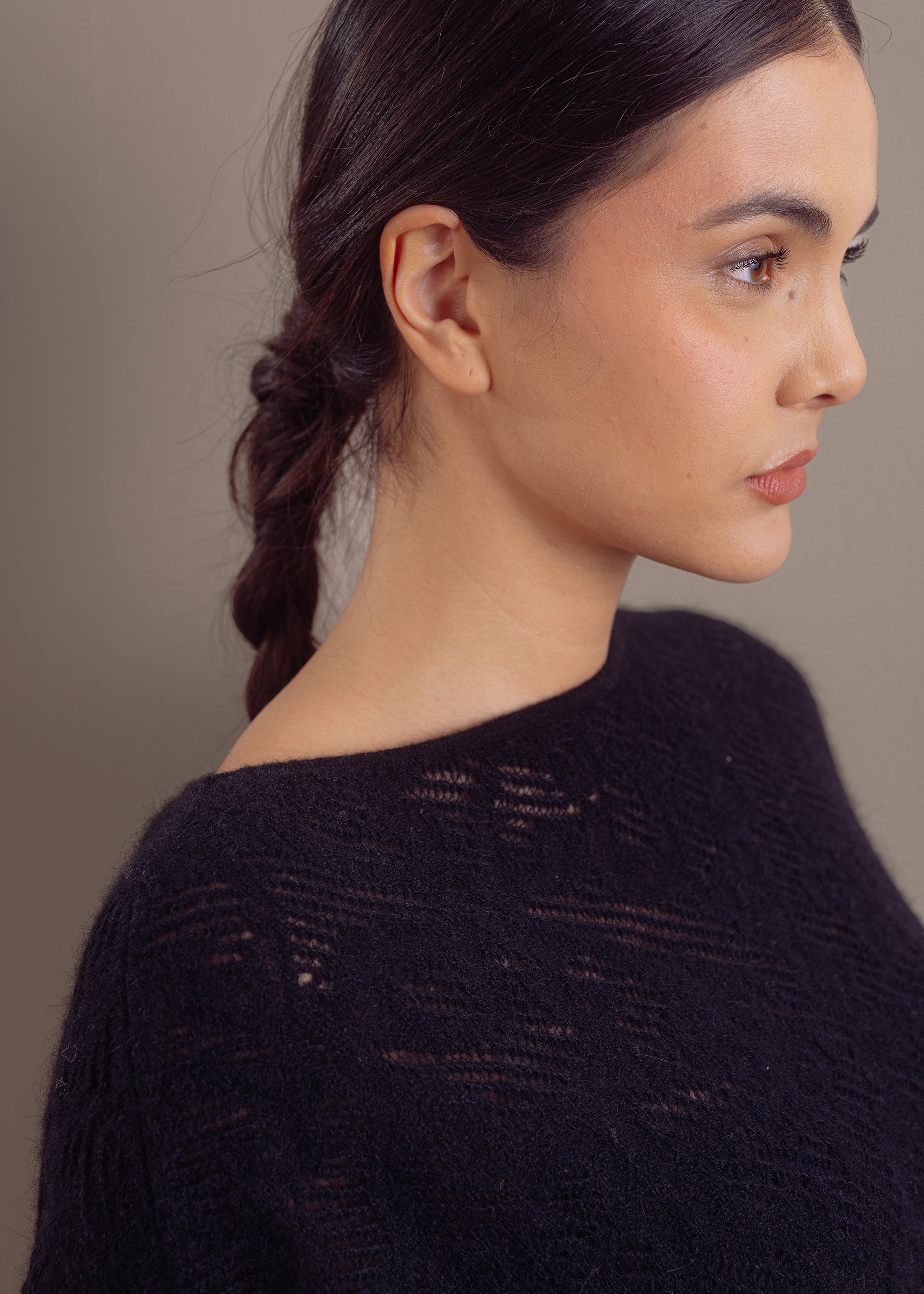 Pullover mit Allover-Struktur aus extrafeinem Alpaka-Merino-Mix