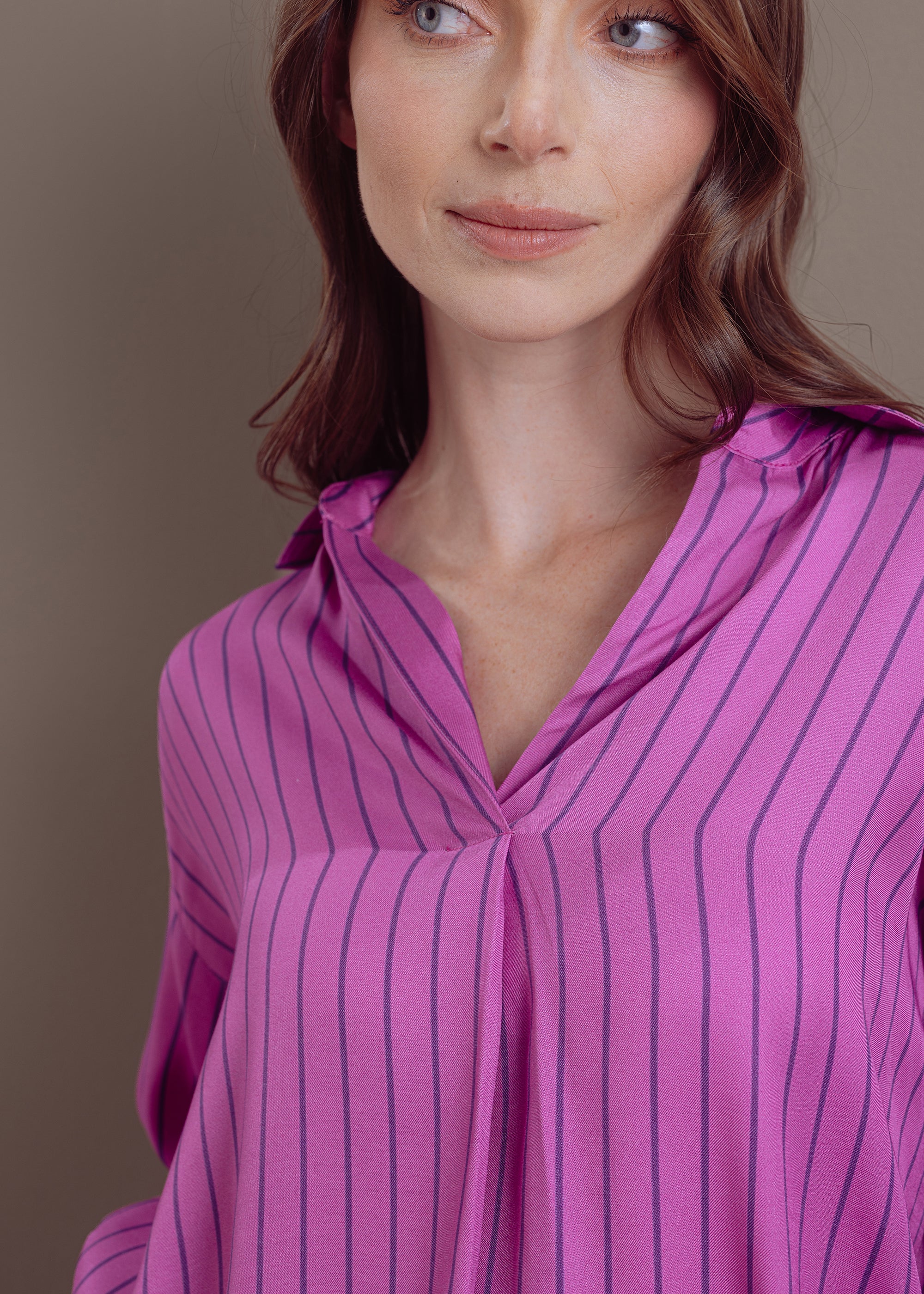 Gestreifte Oversize-Bluse aus Viskose
