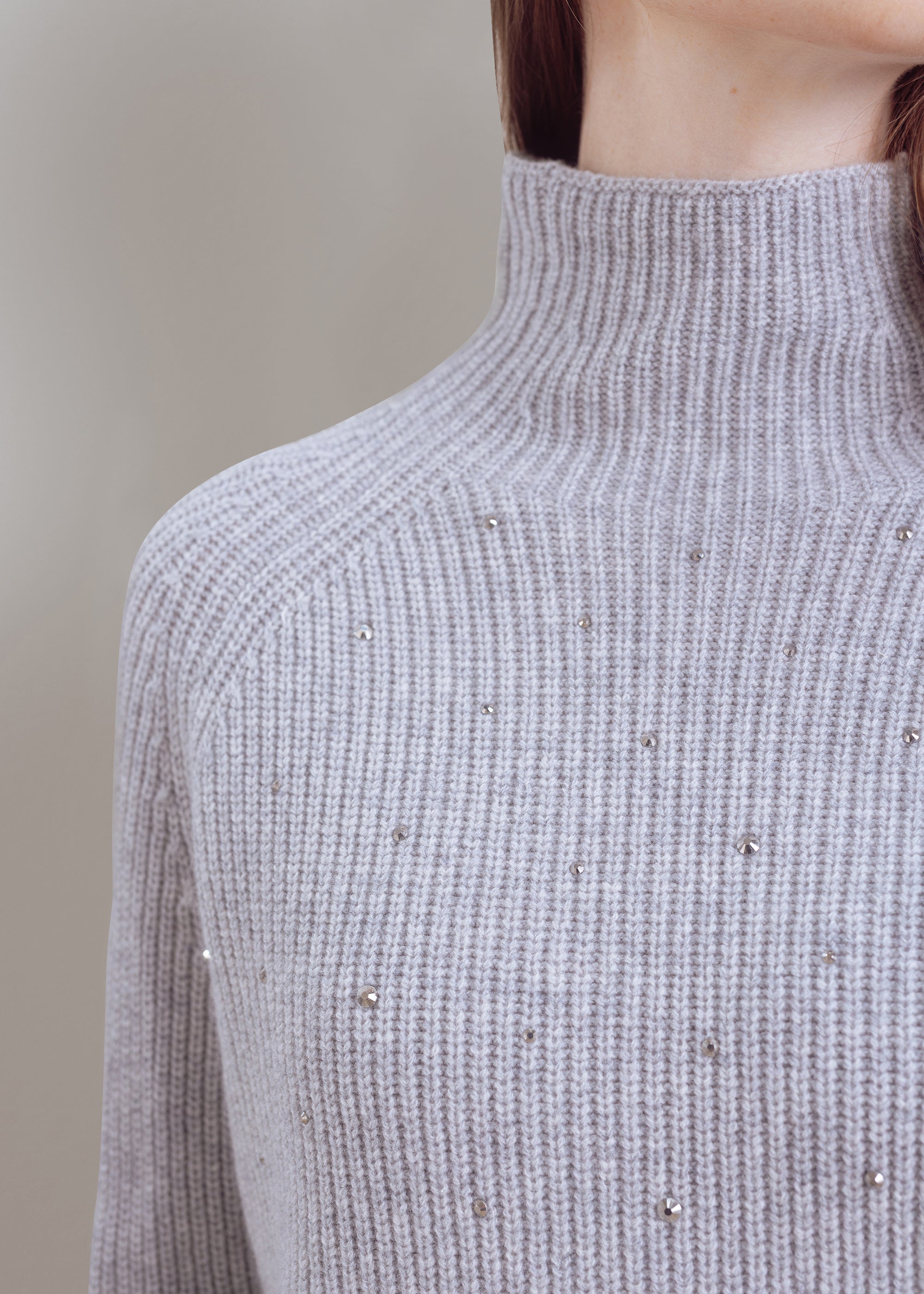 Wool turtleneck sweater with glitter detail