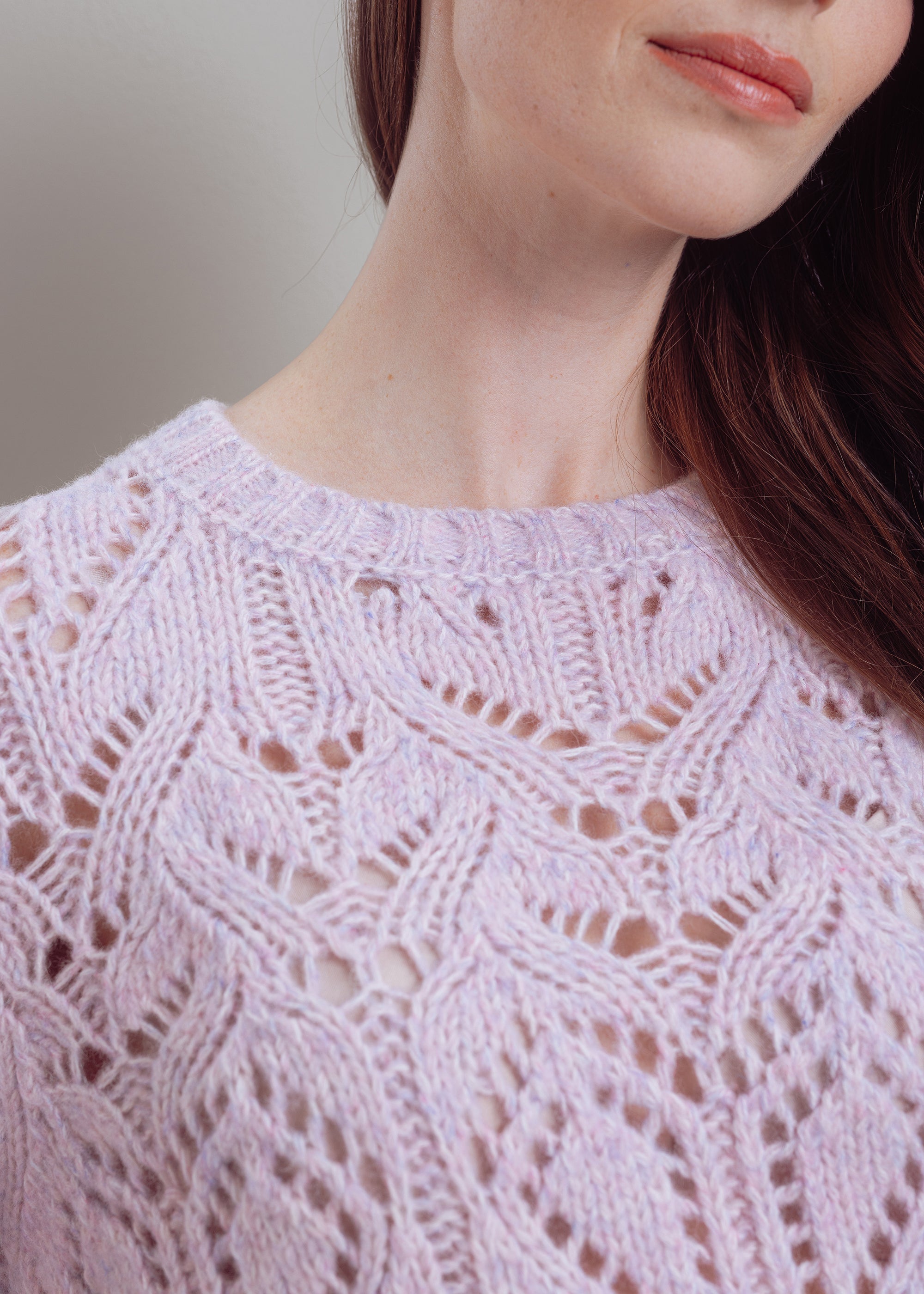 Ajour sweater made of wool-cotton blend