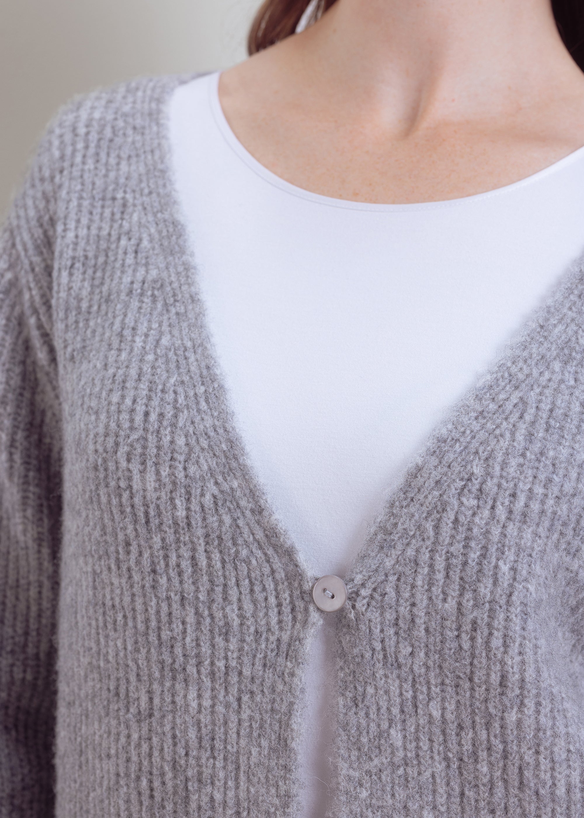 Strickjacke mit Fransen aus Woll-Yak-Mix