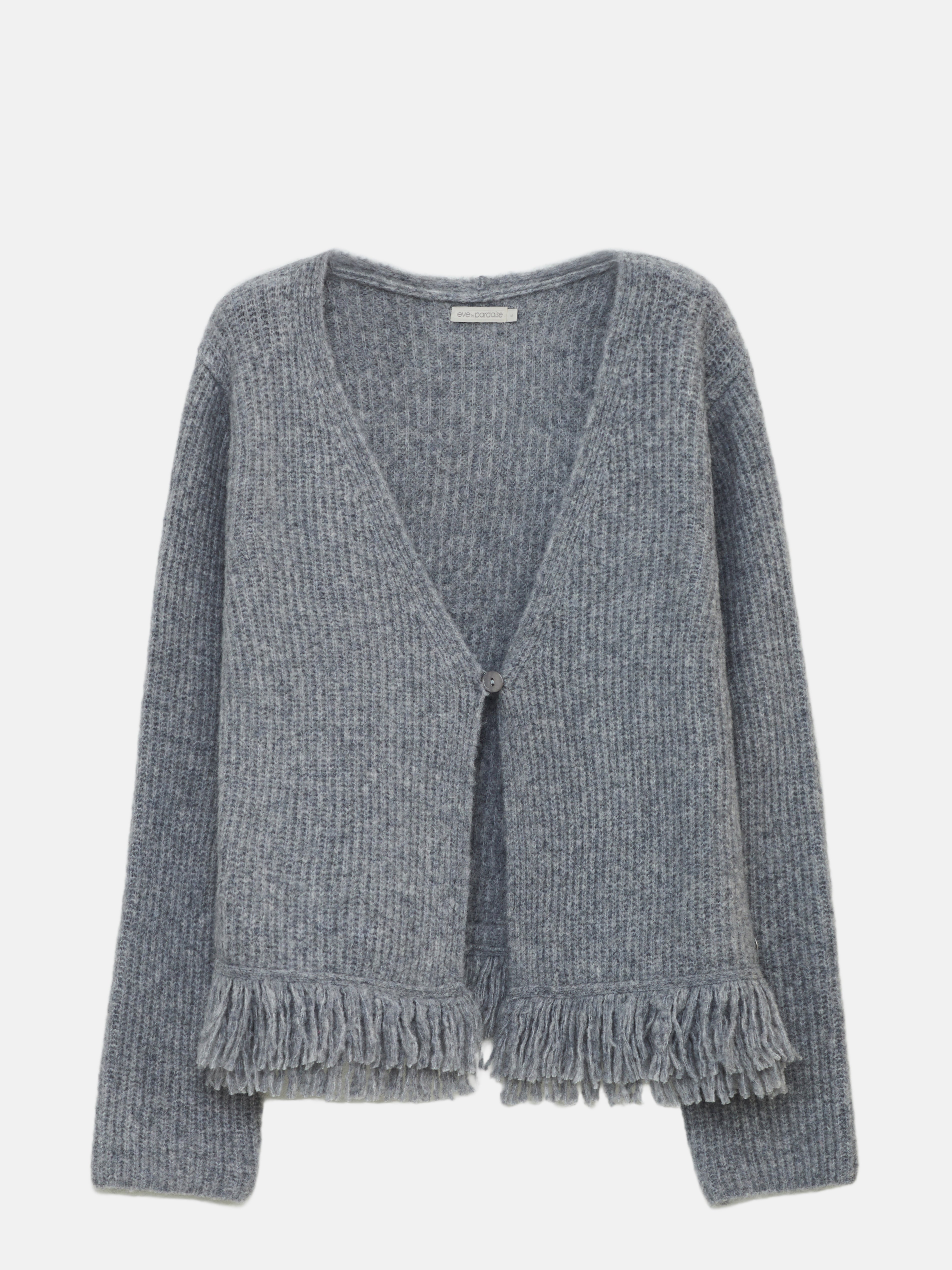 Strickjacke mit Fransen aus Woll-Yak-Mix