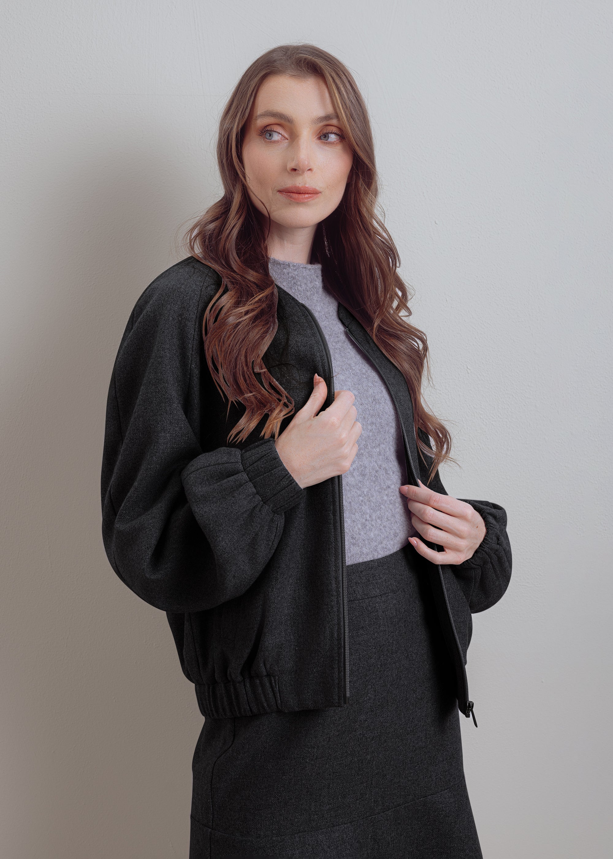 Blouson made of wool-viscose mix