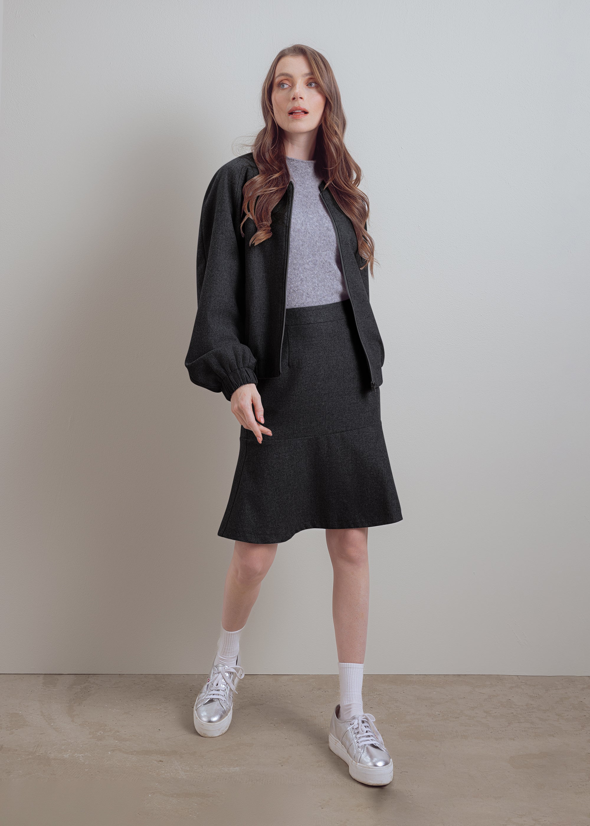 Blouson made of wool-viscose mix