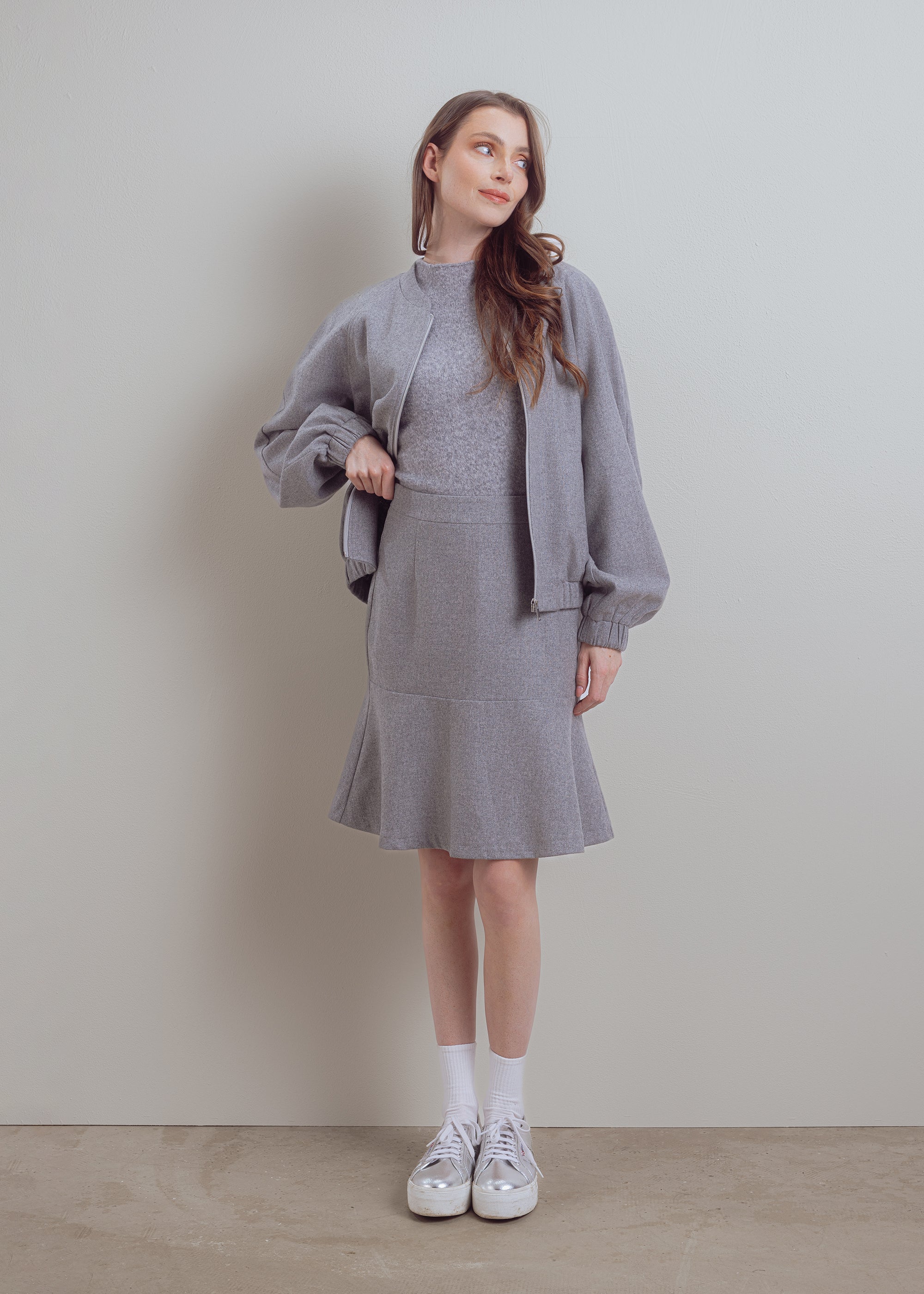 Wool-viscose blend miniskirt