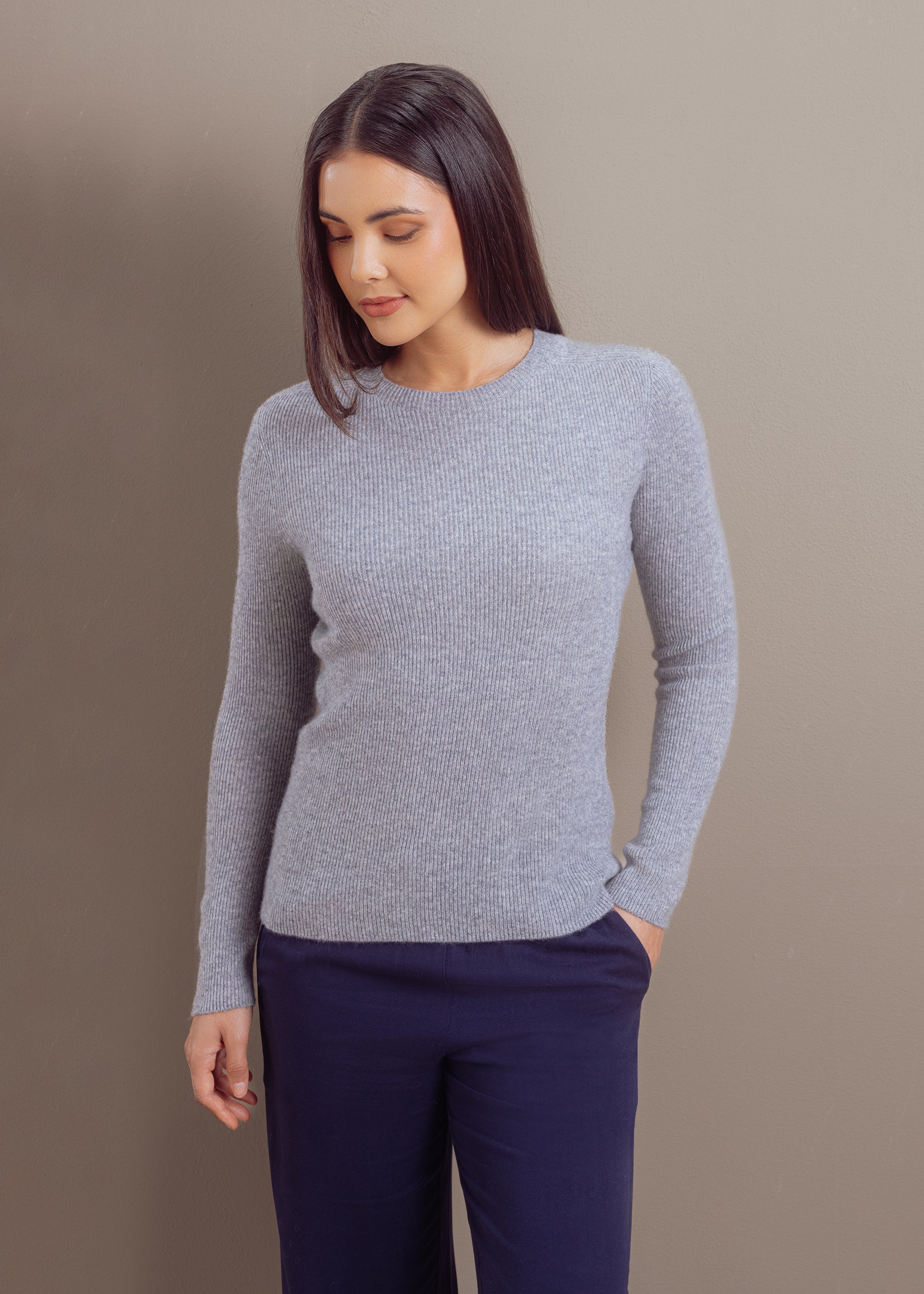 Kaschmirpullover mit Rundhalsausschnitt