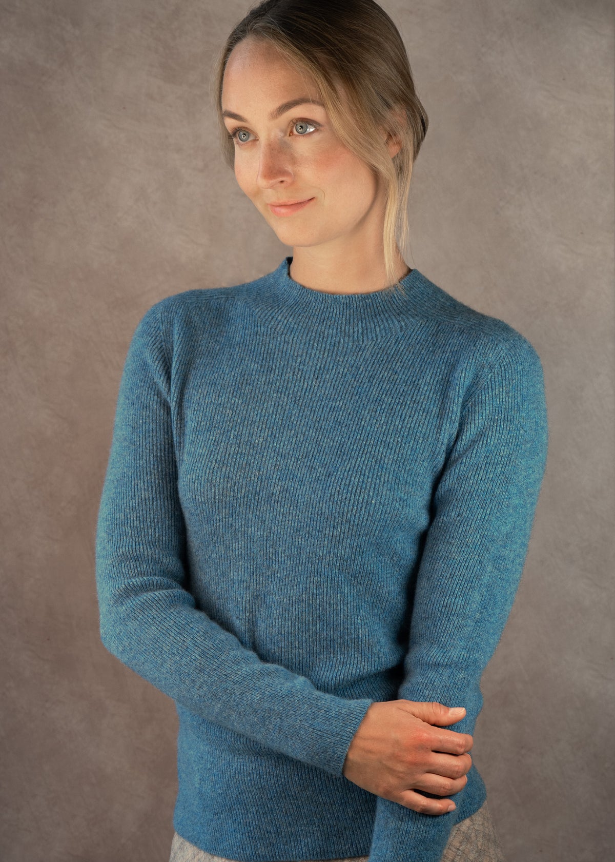 Kaschmirpullover mit Stehkragen