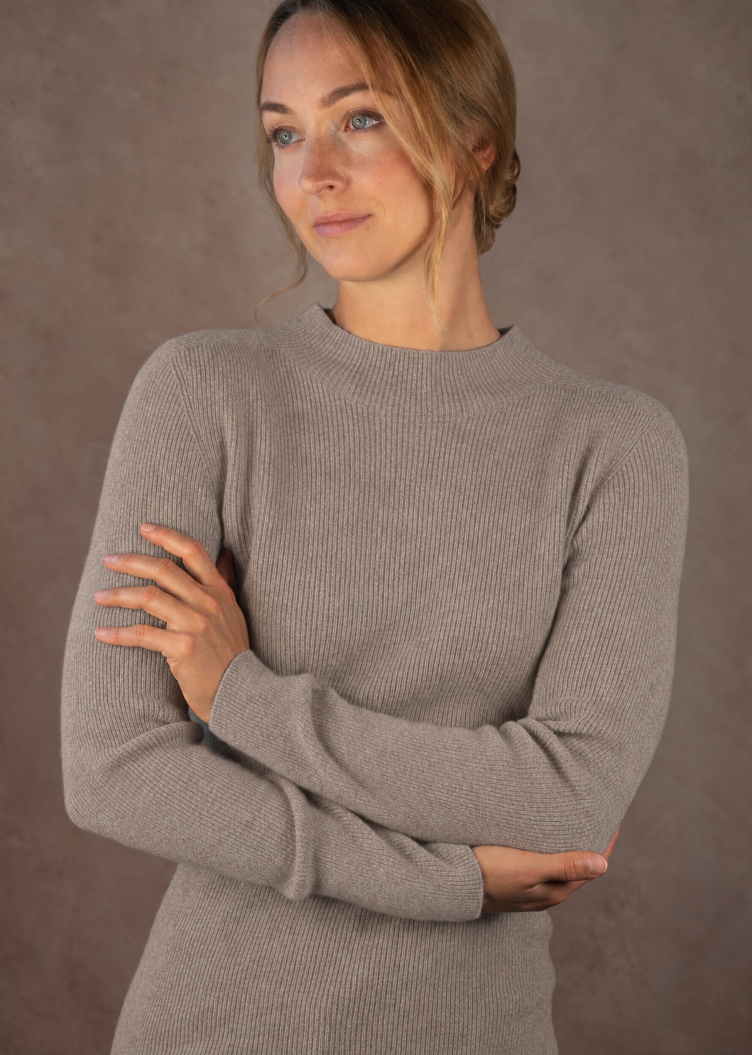 Kaschmirpullover mit Stehkragen