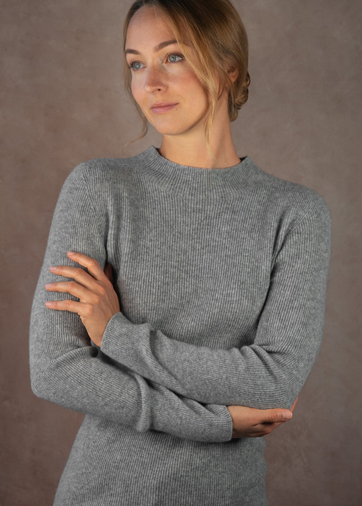 Kaschmirpullover mit Stehkragen