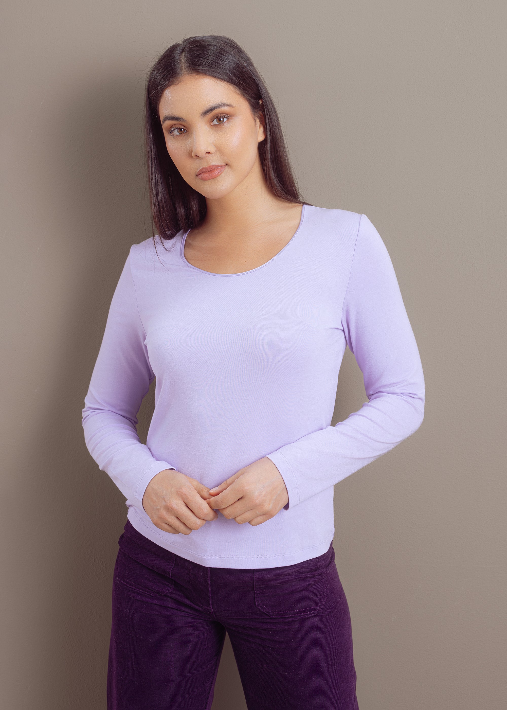 Langarmshirt mit Rundhalsausschnitt aus Bambus-Viskose-Mix