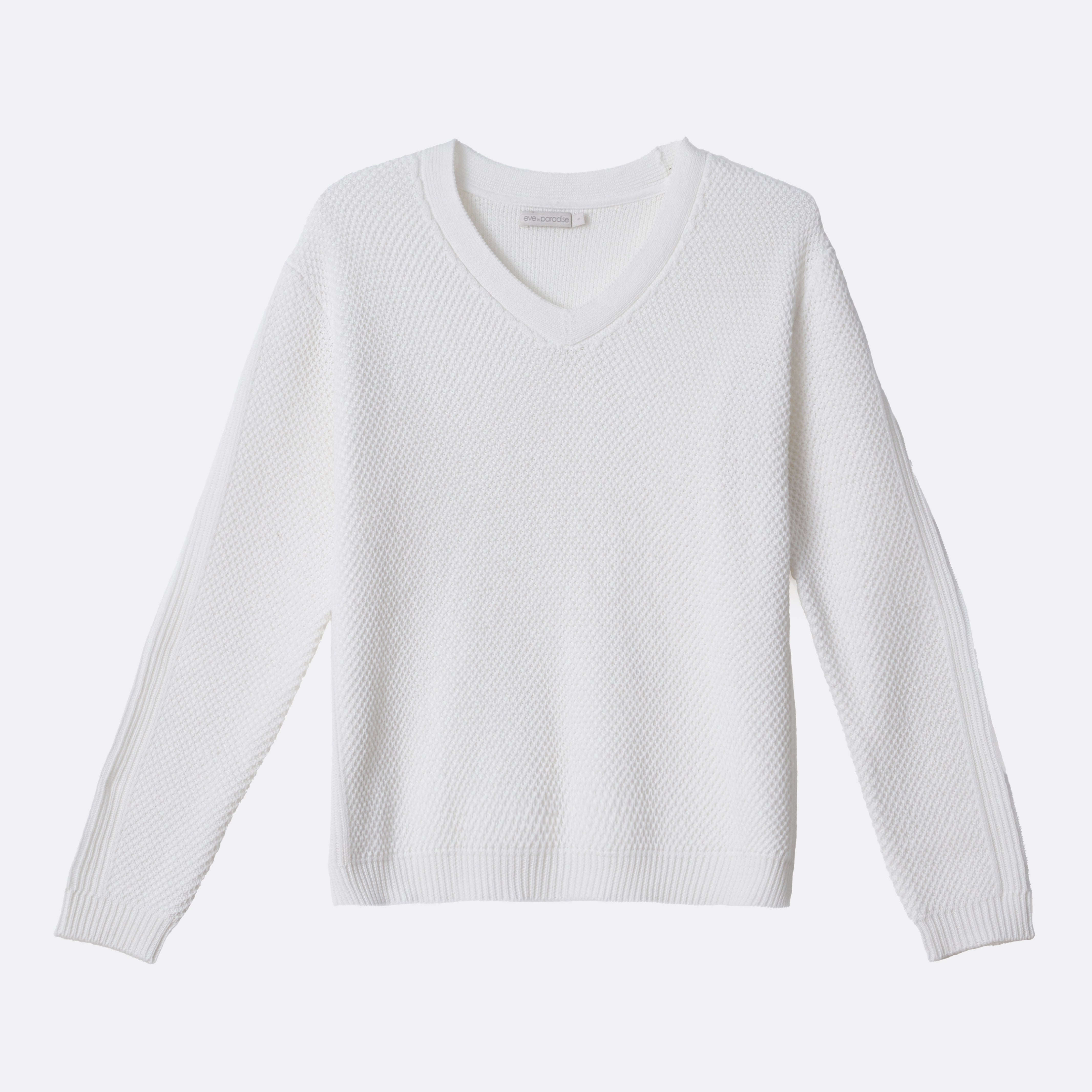 Strukturierter Baumwollpullover mit V-Ausschnitt