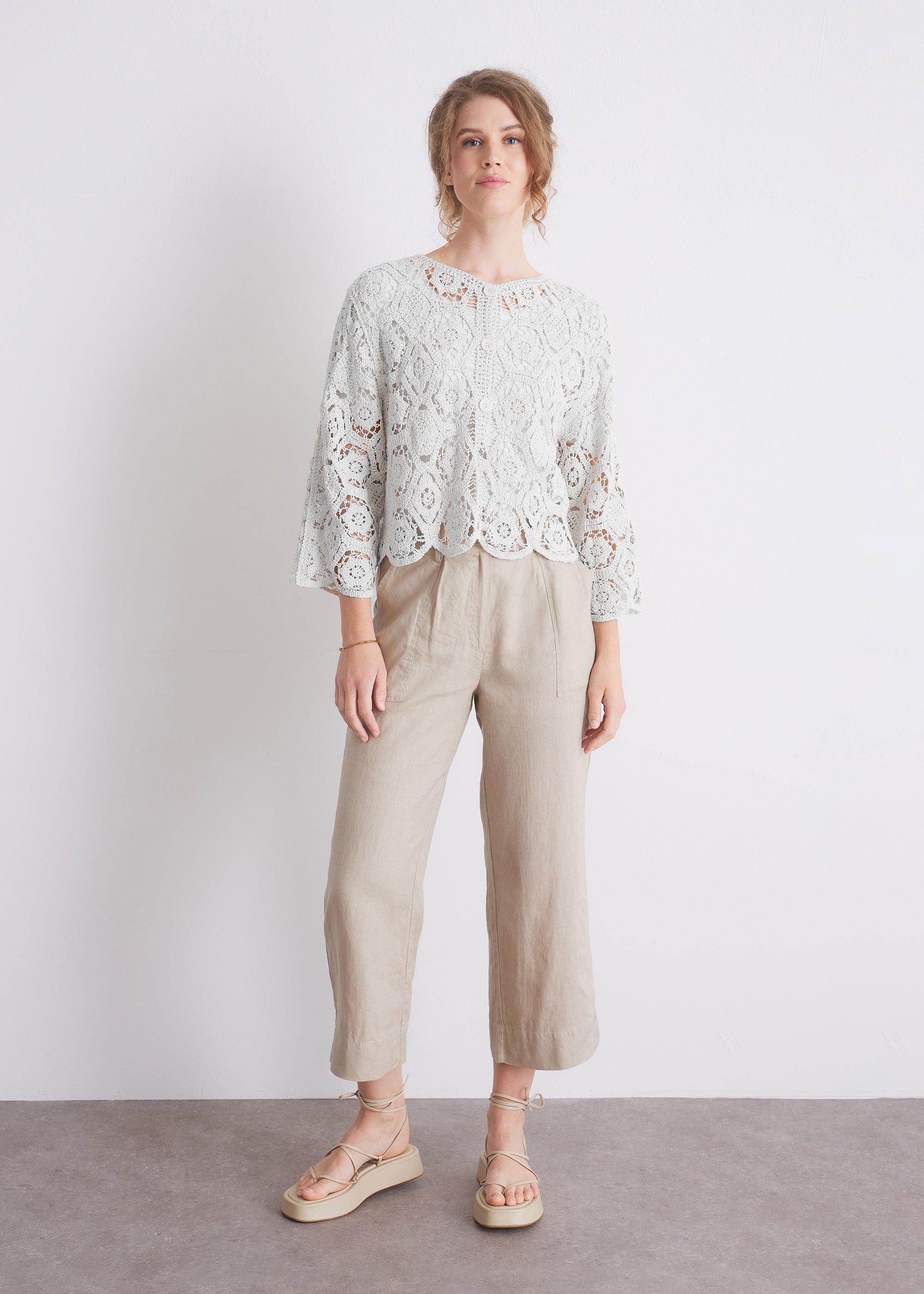 Gehäkelter Cardigan aus Baumwolle