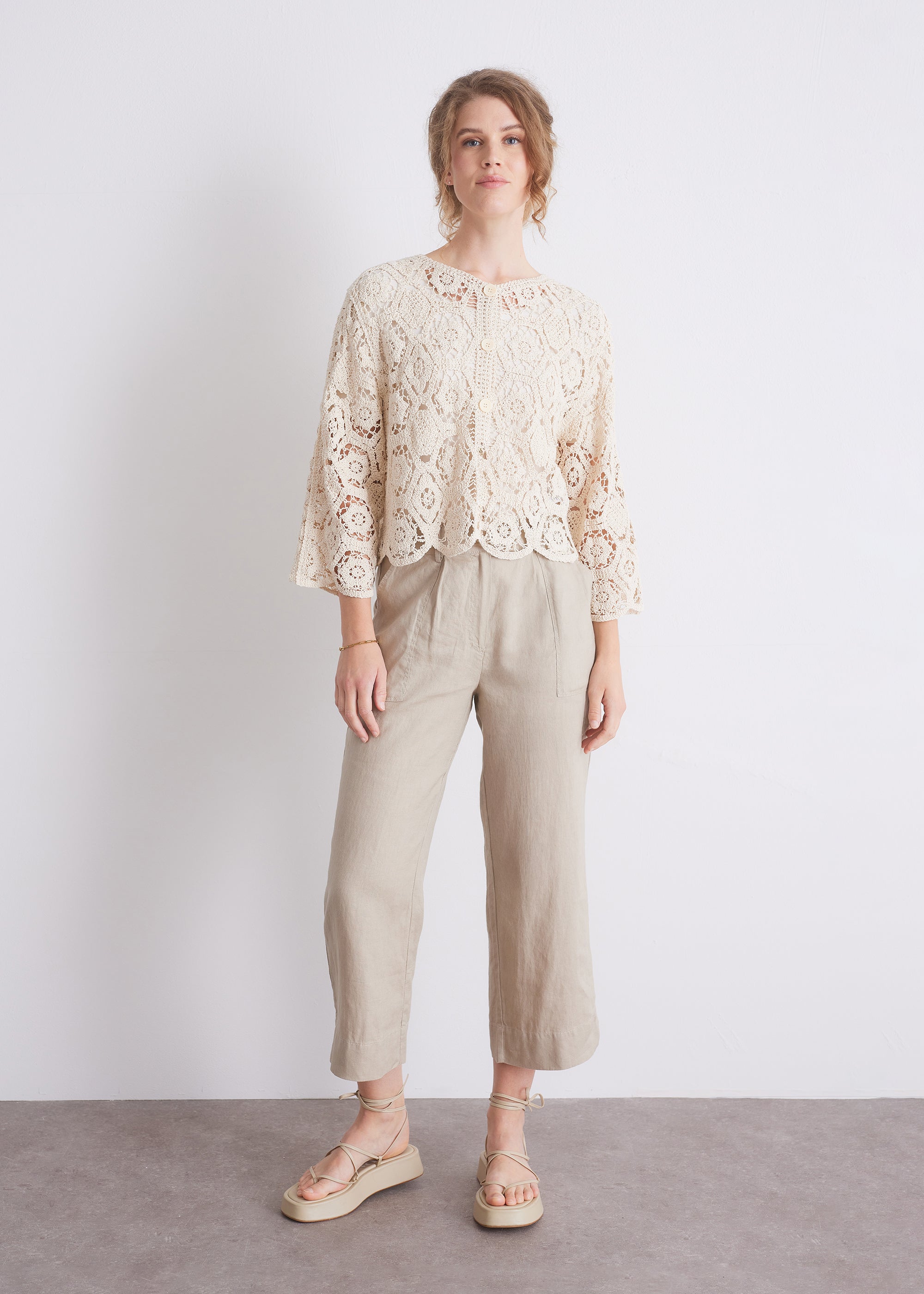 Gehäkelter Cardigan aus Baumwolle