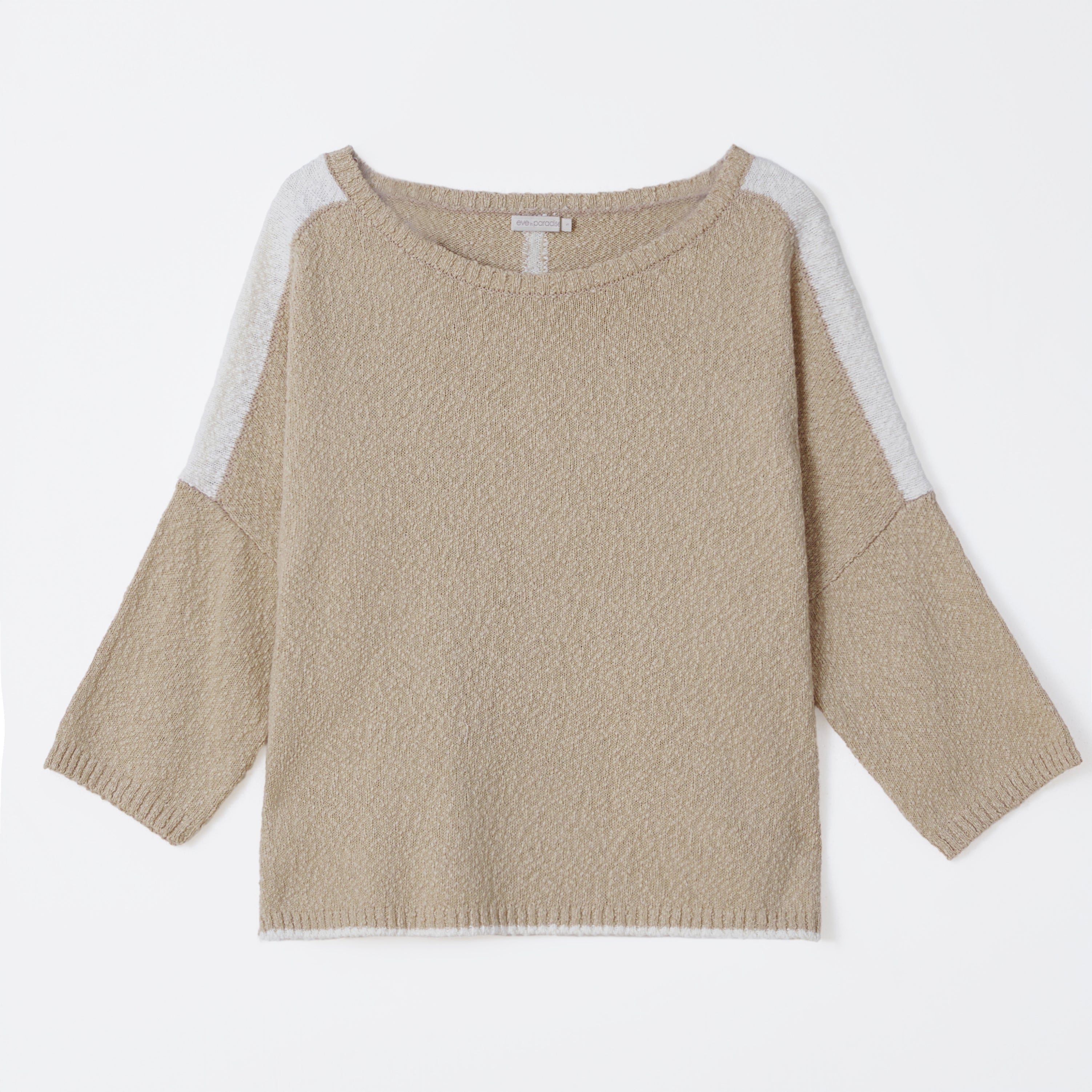 Baumwollpullover mit weitem Rundhalsausschnitt