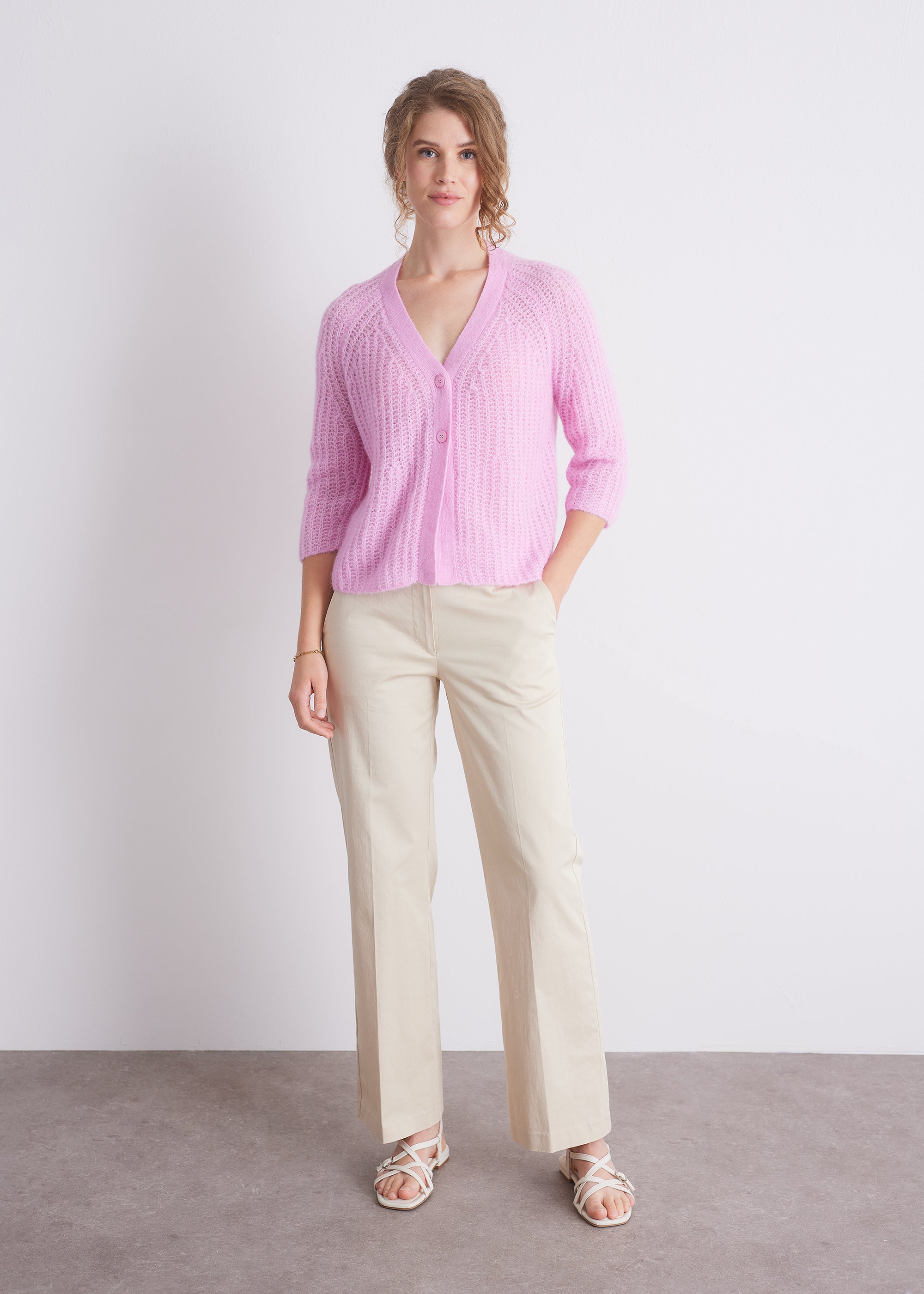 Strukturstrick-Cardigan aus Alpakamix